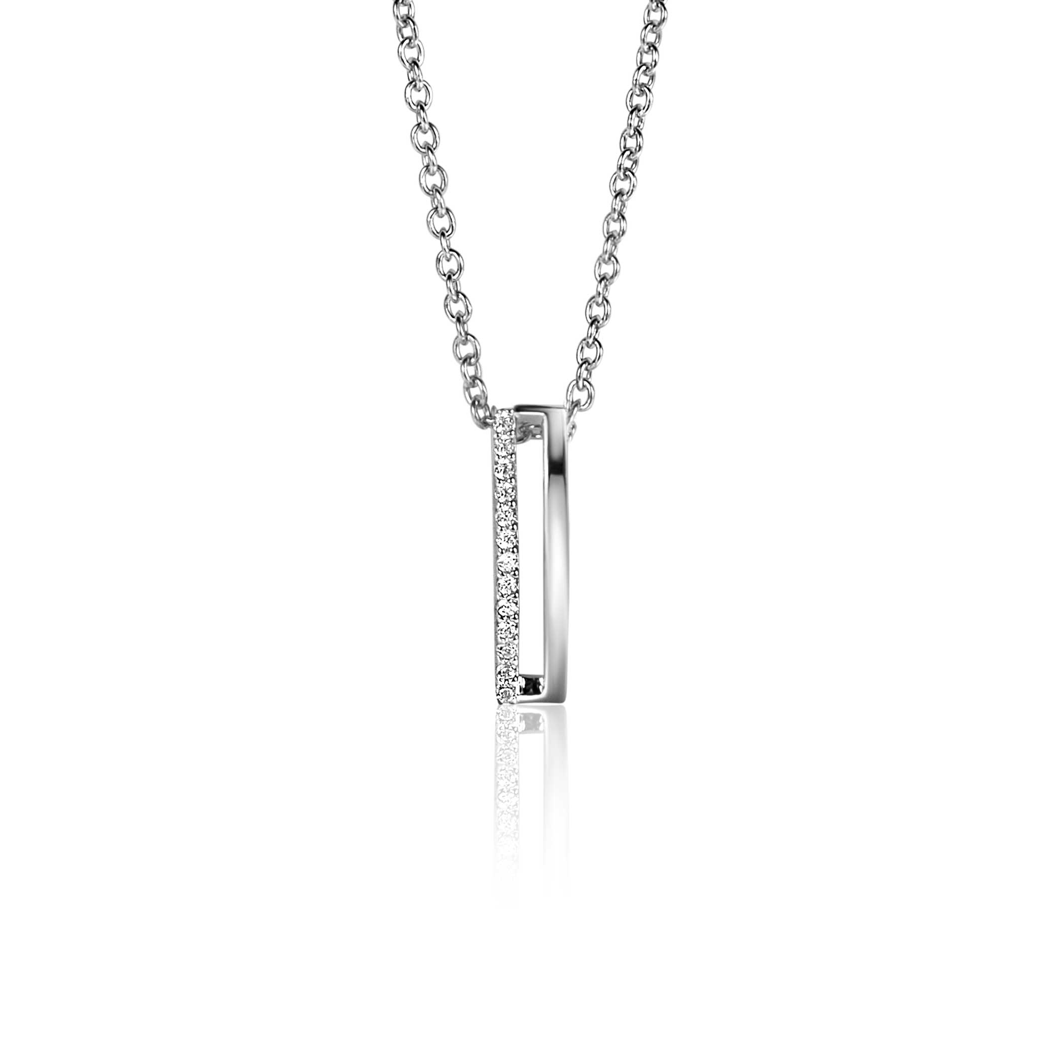 15mm ZINZI Sterling Silver Pendant White Zirconias ZIH2452 (excl. necklace)