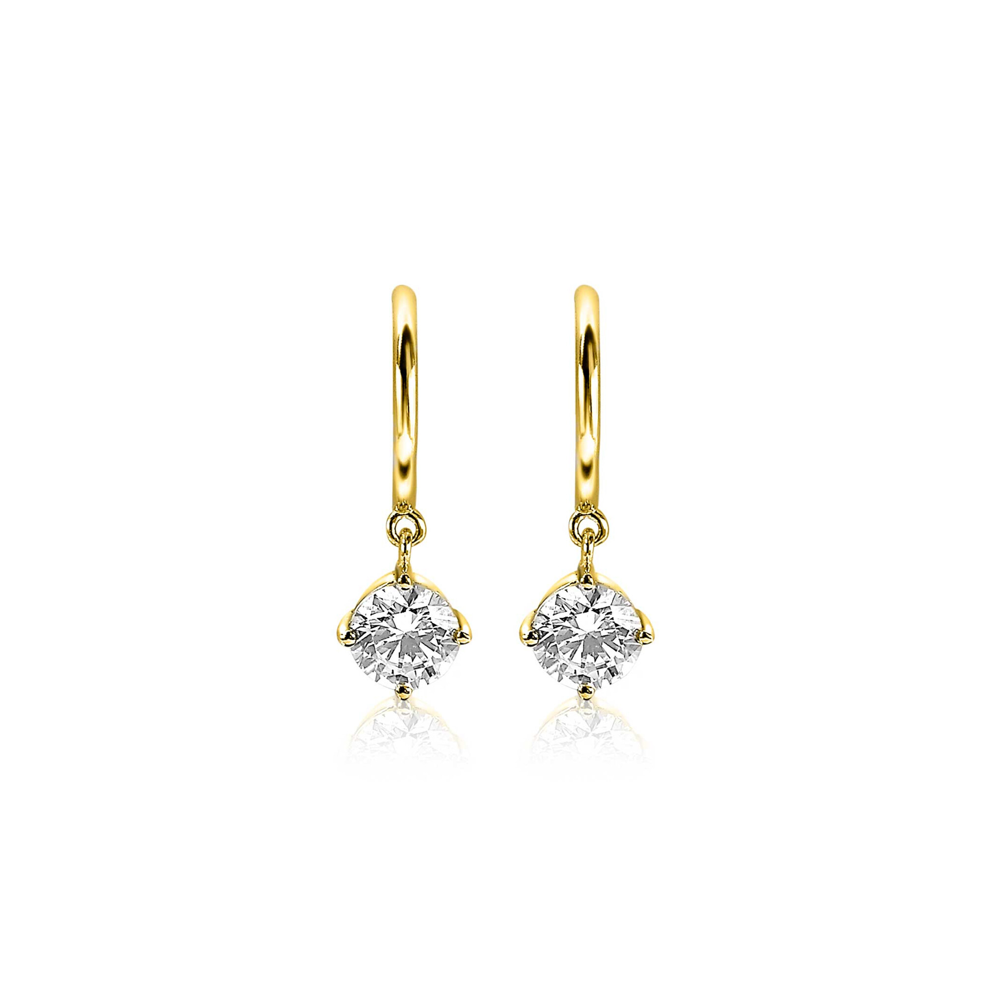 ZINZI Gold Plated Sterling Silver Earrings White Zirconia ZIO1980G