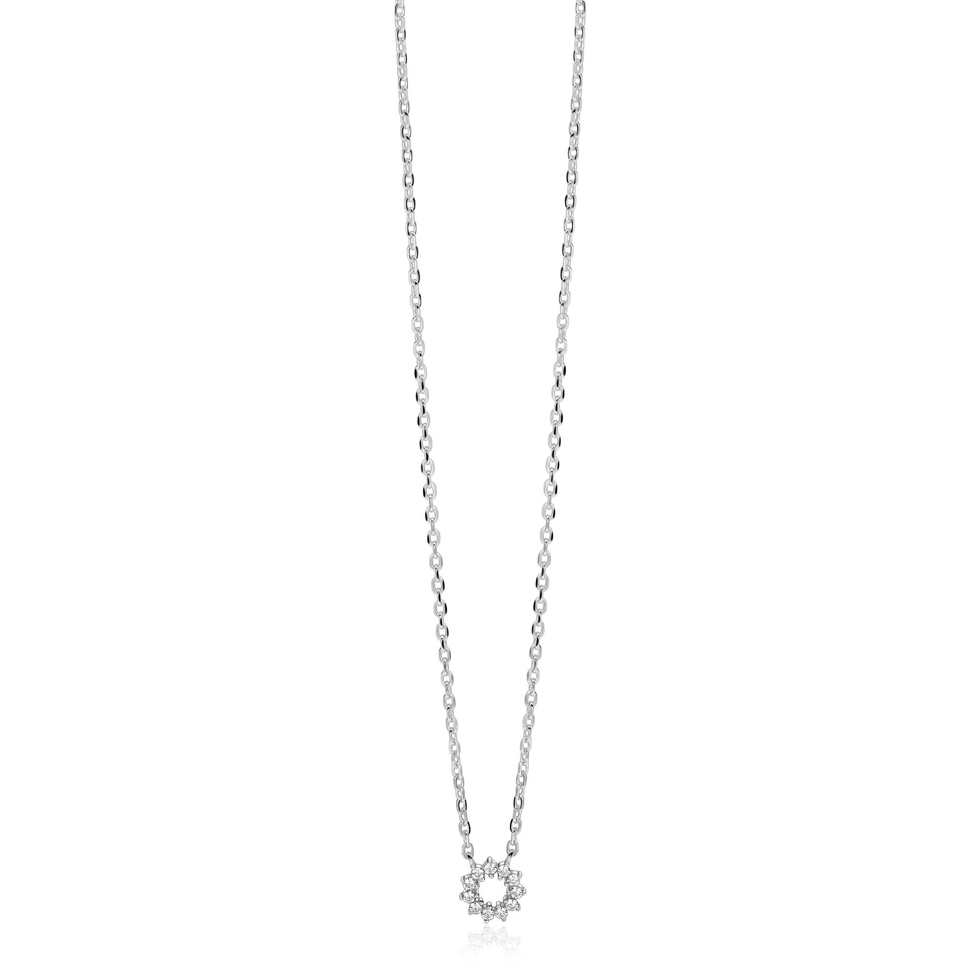 ZINZI zlv. collier open zonnetje zirconia's