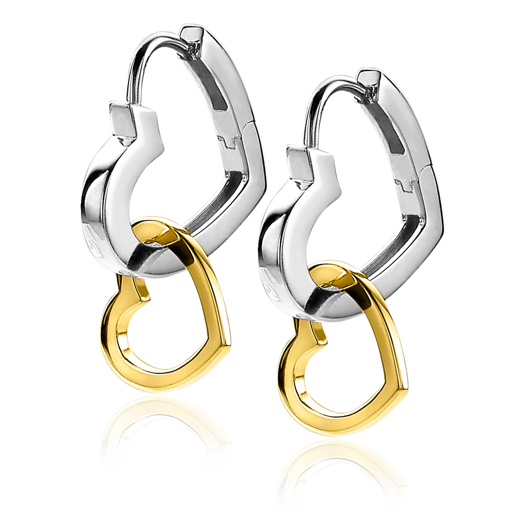 12mm ZINZI Gold Plated Sterling Silver Earrings Pendants Open Heart ZICH2197G (excl. hoop earrings)