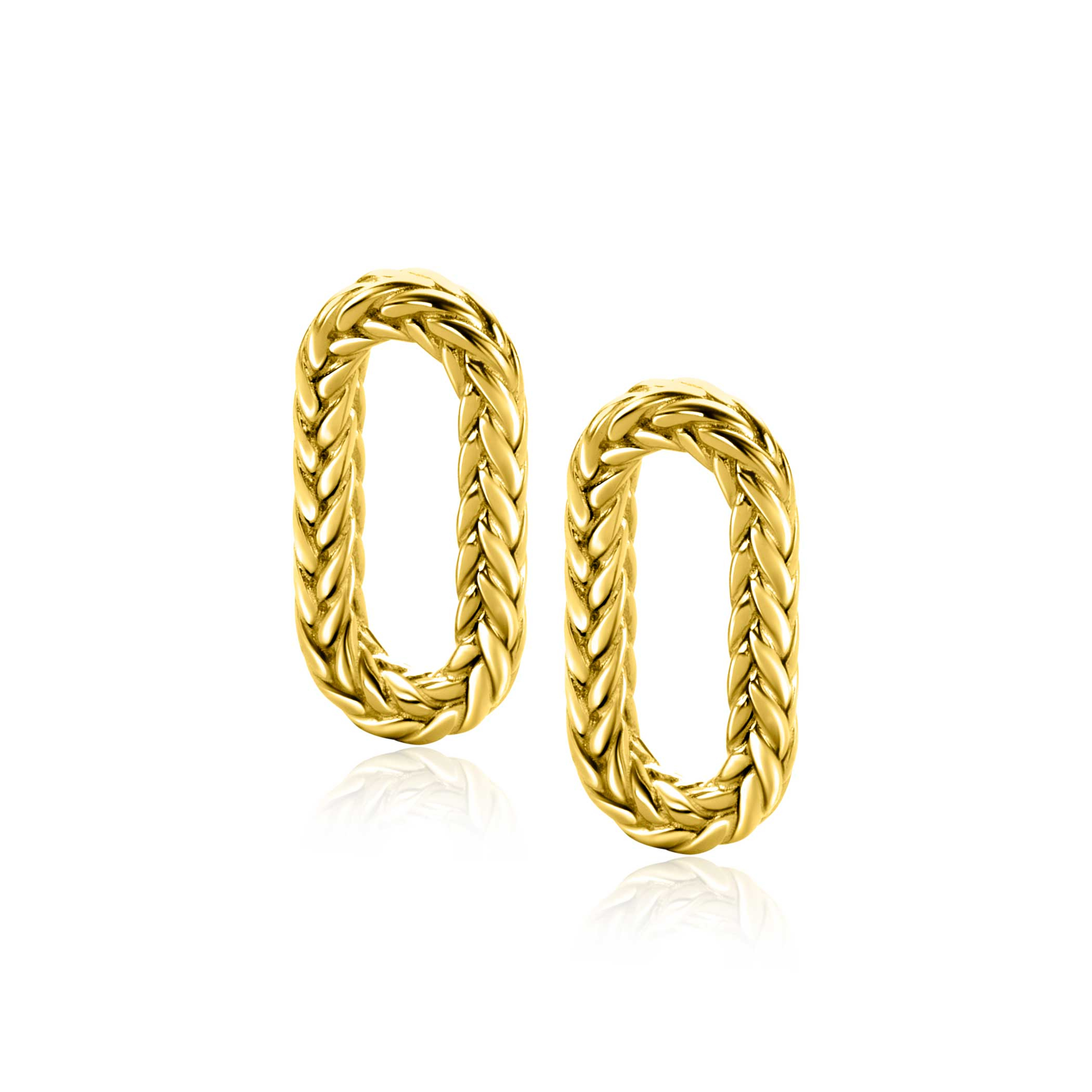 20mm ZINZI Gold Plated Sterling Silver Earrings Pendants Oval with Rope Design ZICH2553G (excl. hoop earrings)