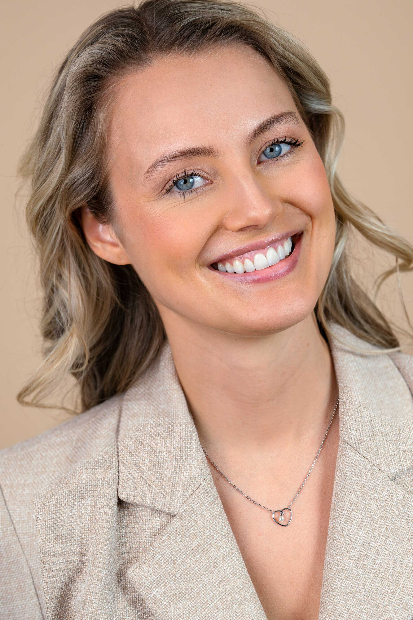 ZINZI zlv. collier met hart hanger en parel