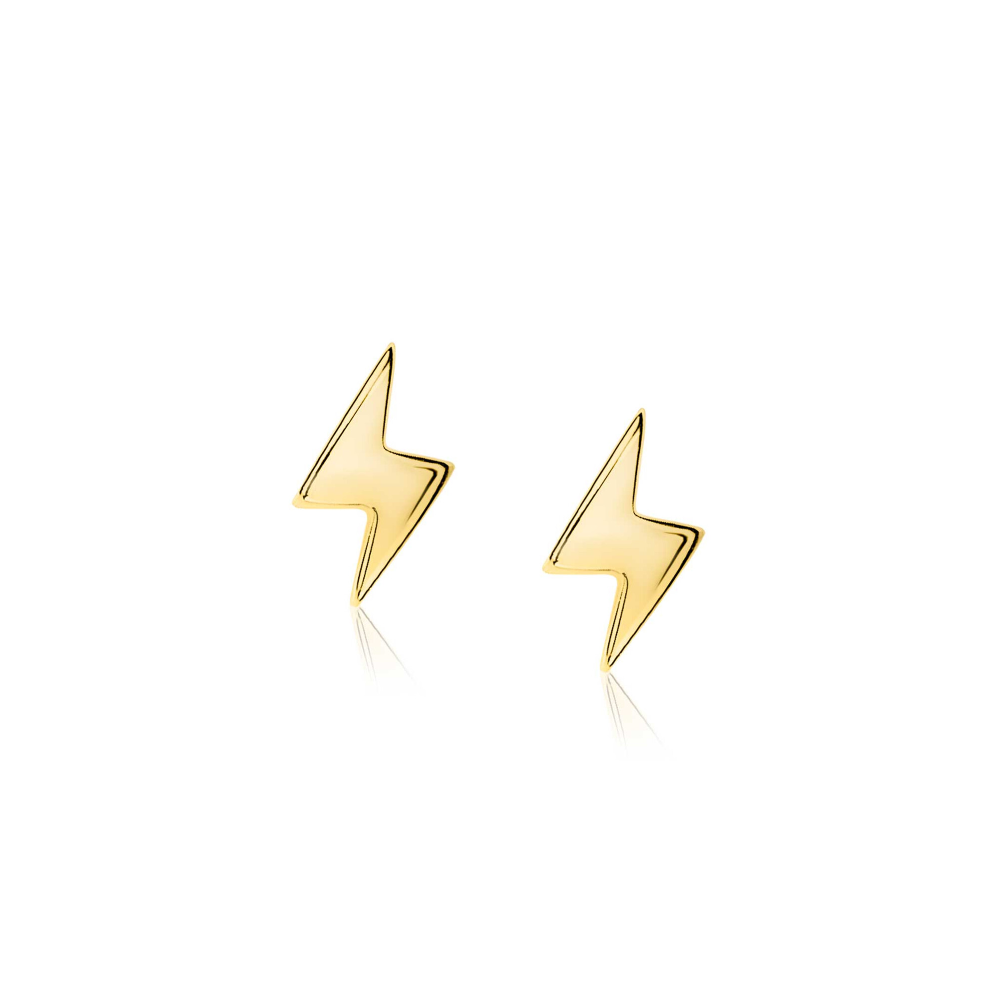 8mm ZINZI Gold Plated Sterling Silver Stud Earrings Bolt of Lightning ZIO1681G
