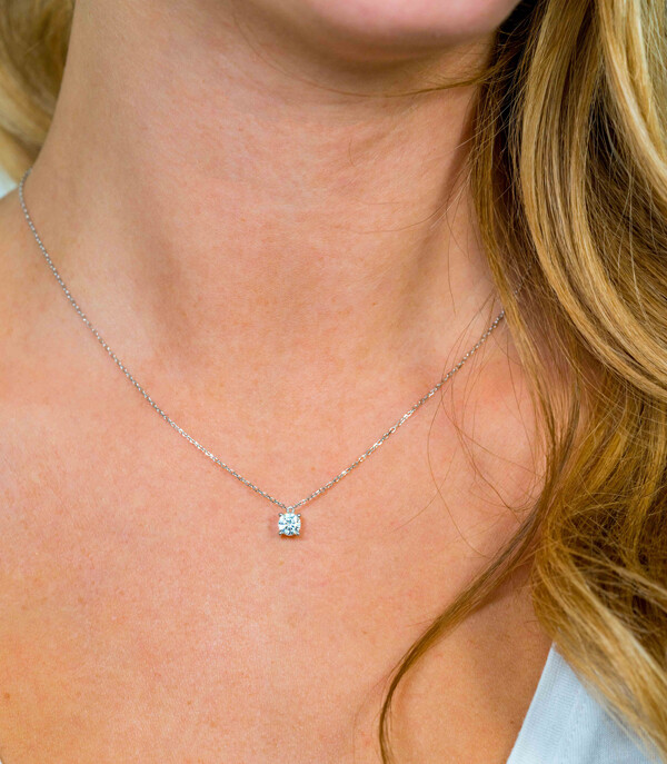 ZINZI Sterling Silver Necklace Prong Setting with Round White Zirconia 40-45cm ZIC1750