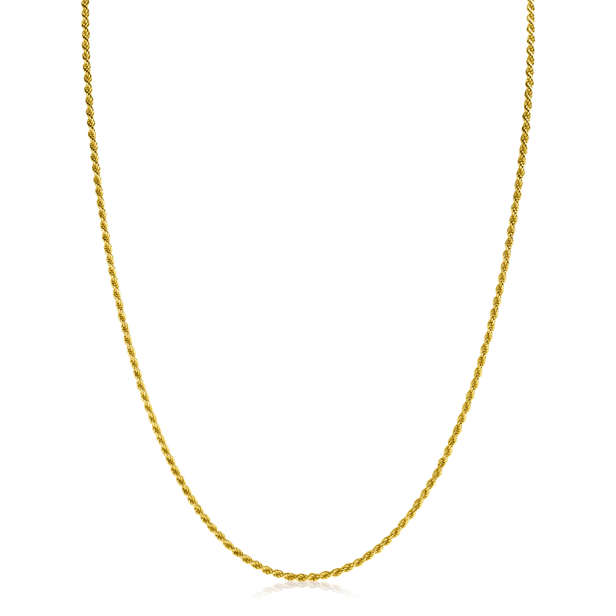 70cm ZINZI Gold Plated Sterling Silver Rope Necklace ZILC-K70G