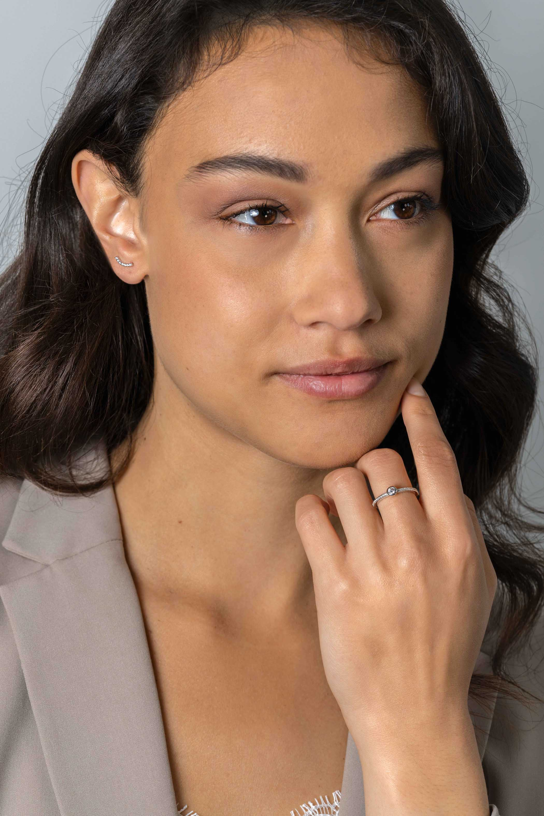 ZINZI Sterling Silver Luxury Stackable Ring White Zirconias ZIR2422