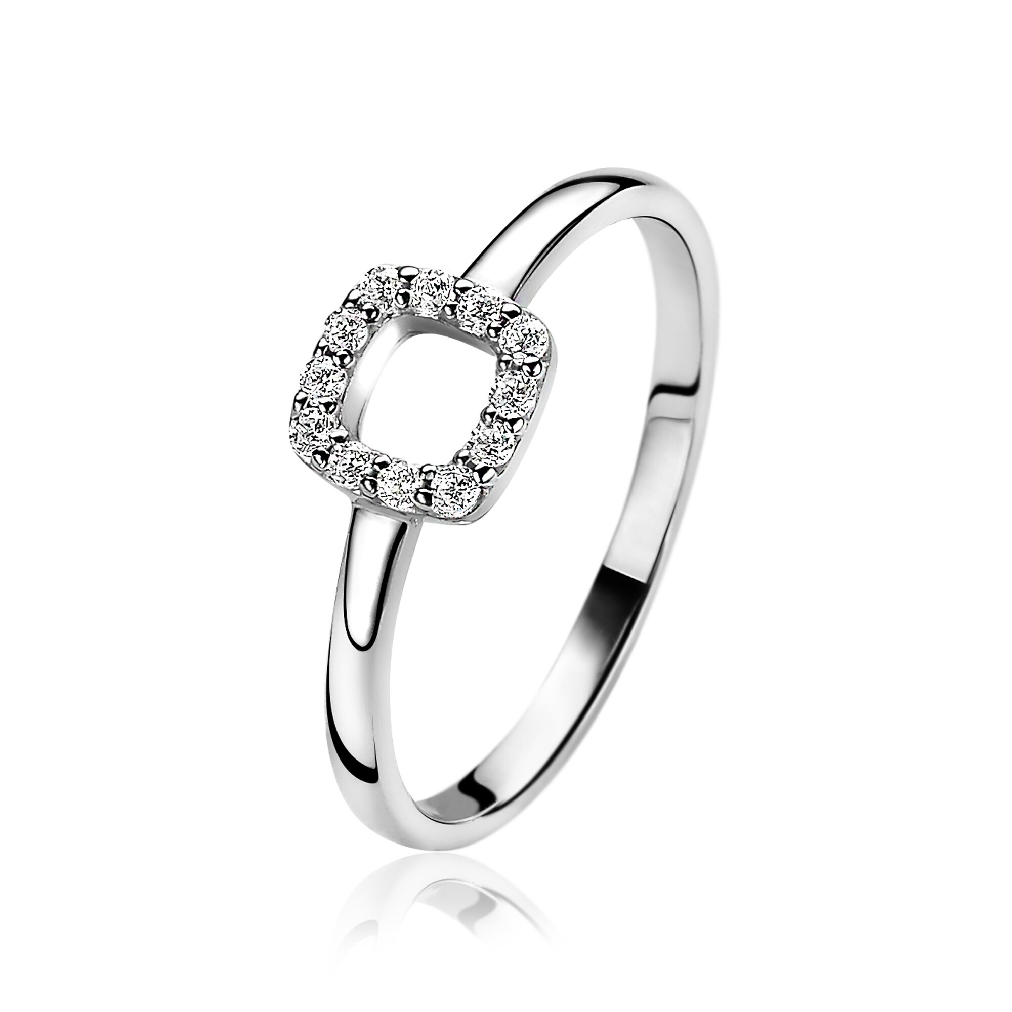 ZINZI Sterling Silver Ring Square White ZIR1468