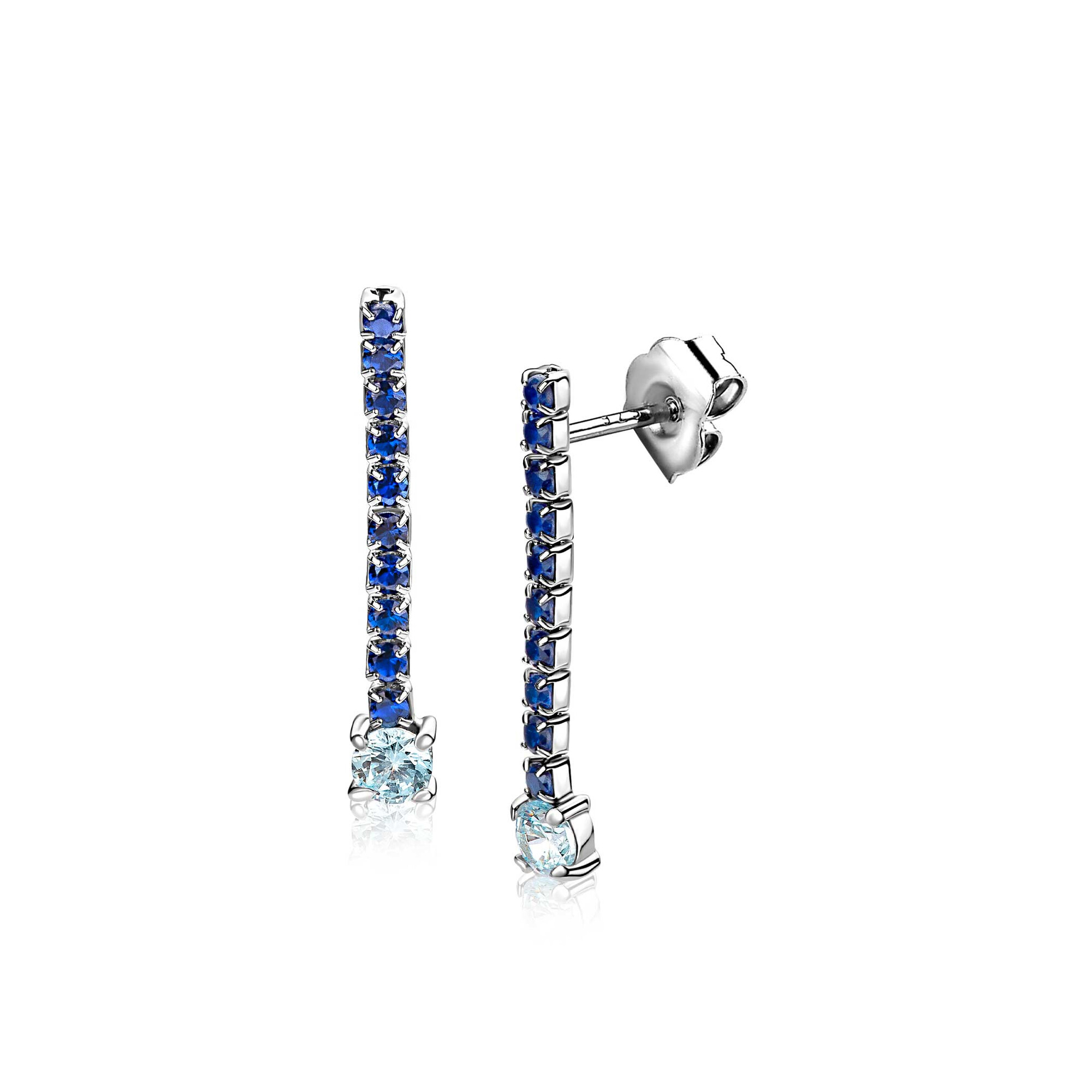 ZINZI zlv. oorstekers rijzetting blauw/lichtbl. 26.5mm