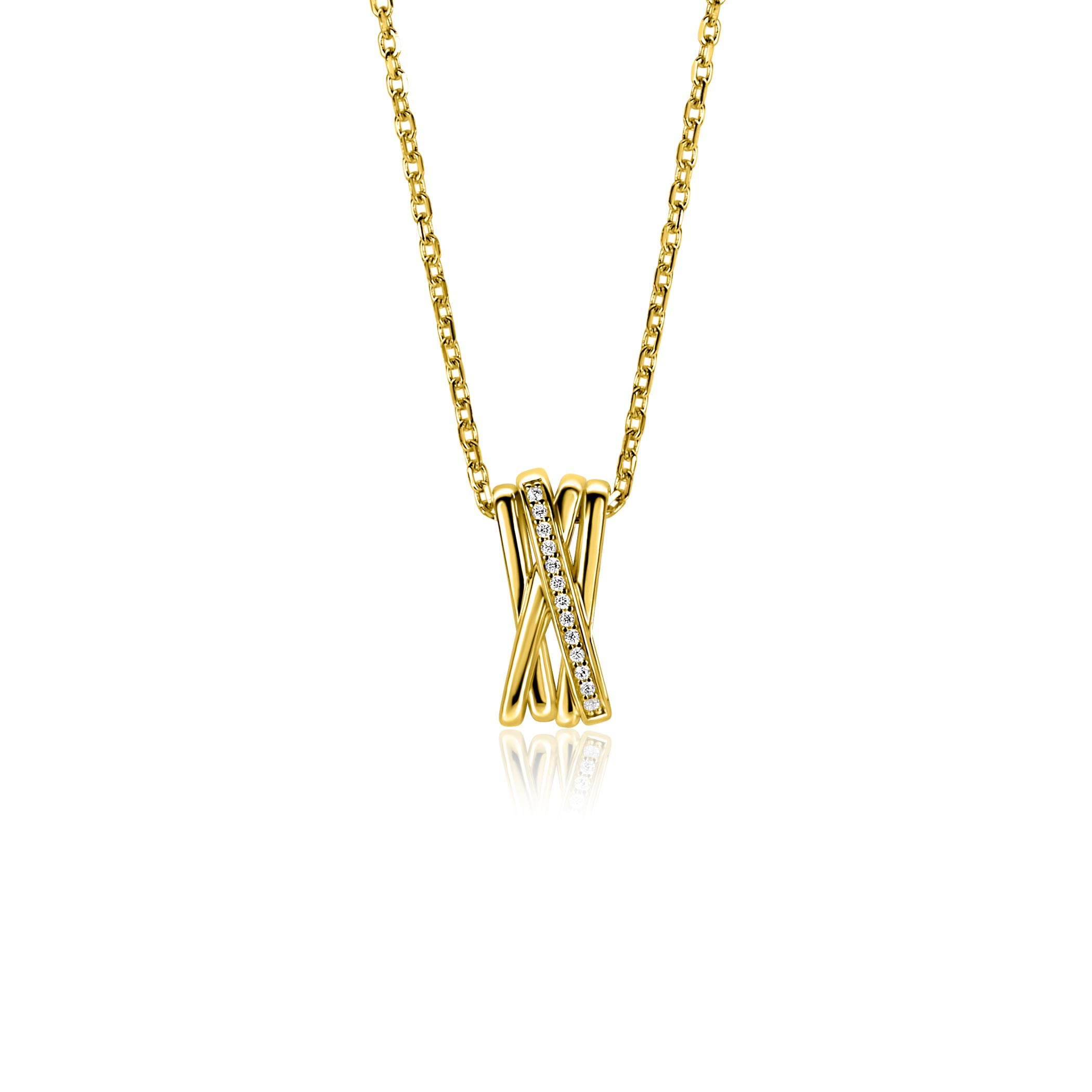 ZINZI zlv. collier gg.verg.cross-over en zirconia's