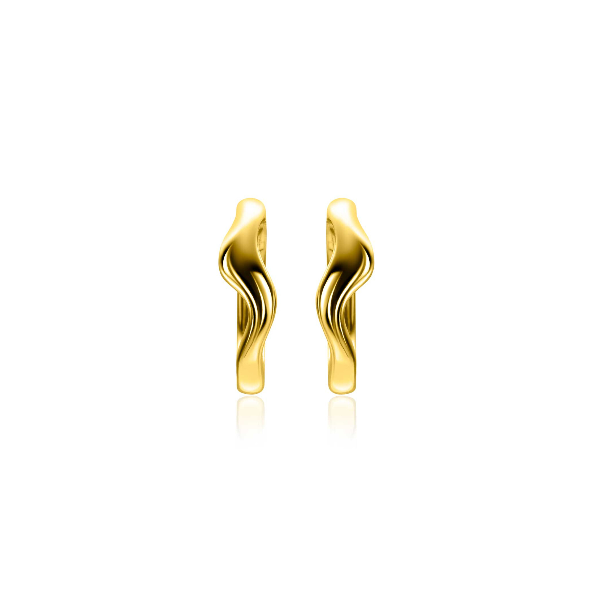 15mm ZINZI gold plated silver hoops organically shaped with luxury hinge closure ZIO2627G
