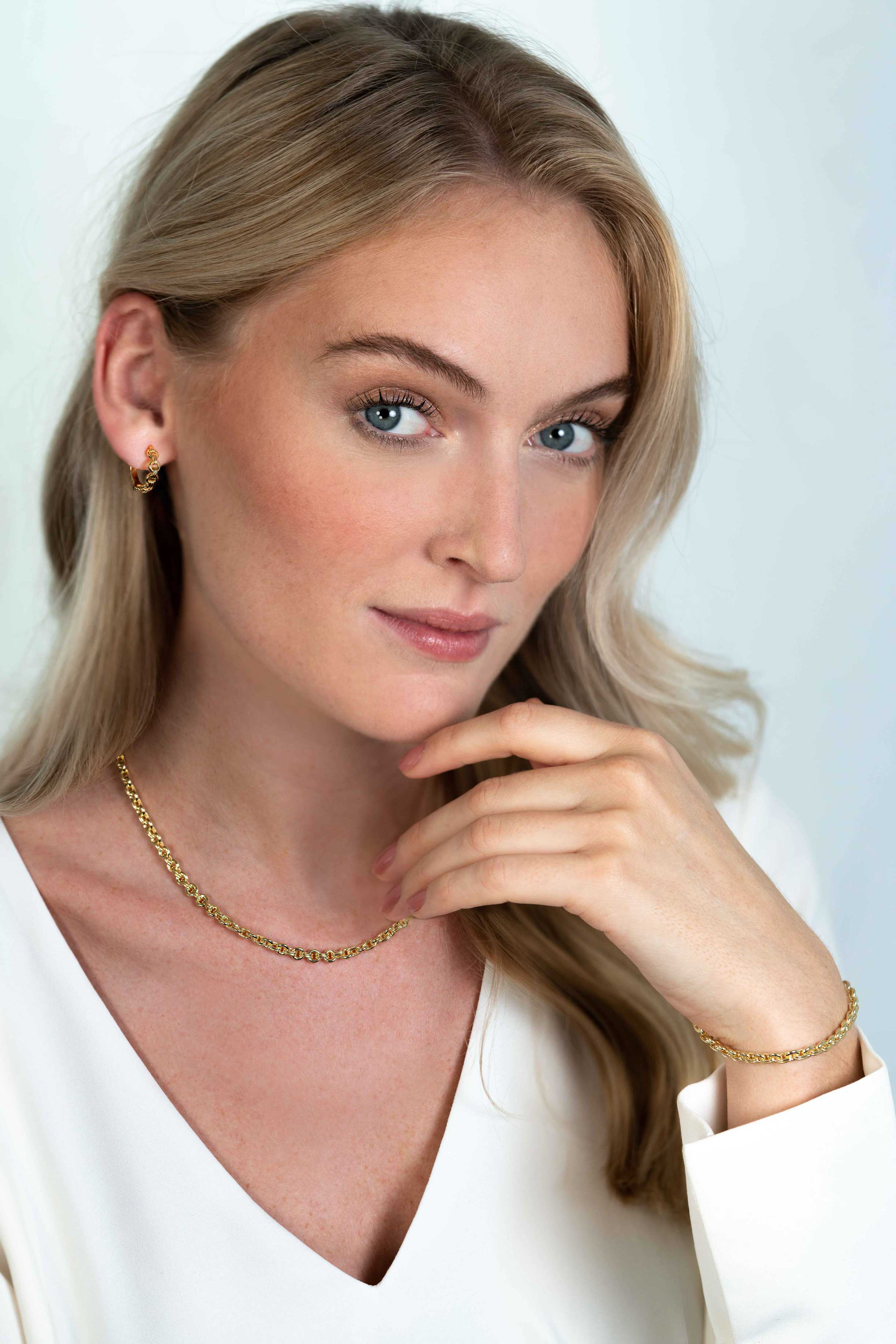 ZINZI Gold Plated Sterling Silver Necklace Round Chains width 5mm 45cm ZIC2239G