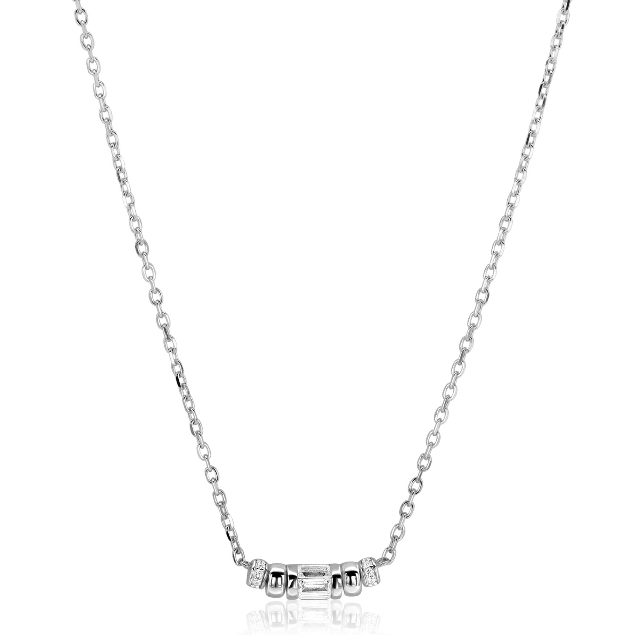 ZINZI zlv. collier fantasie met baguette zirconia's
