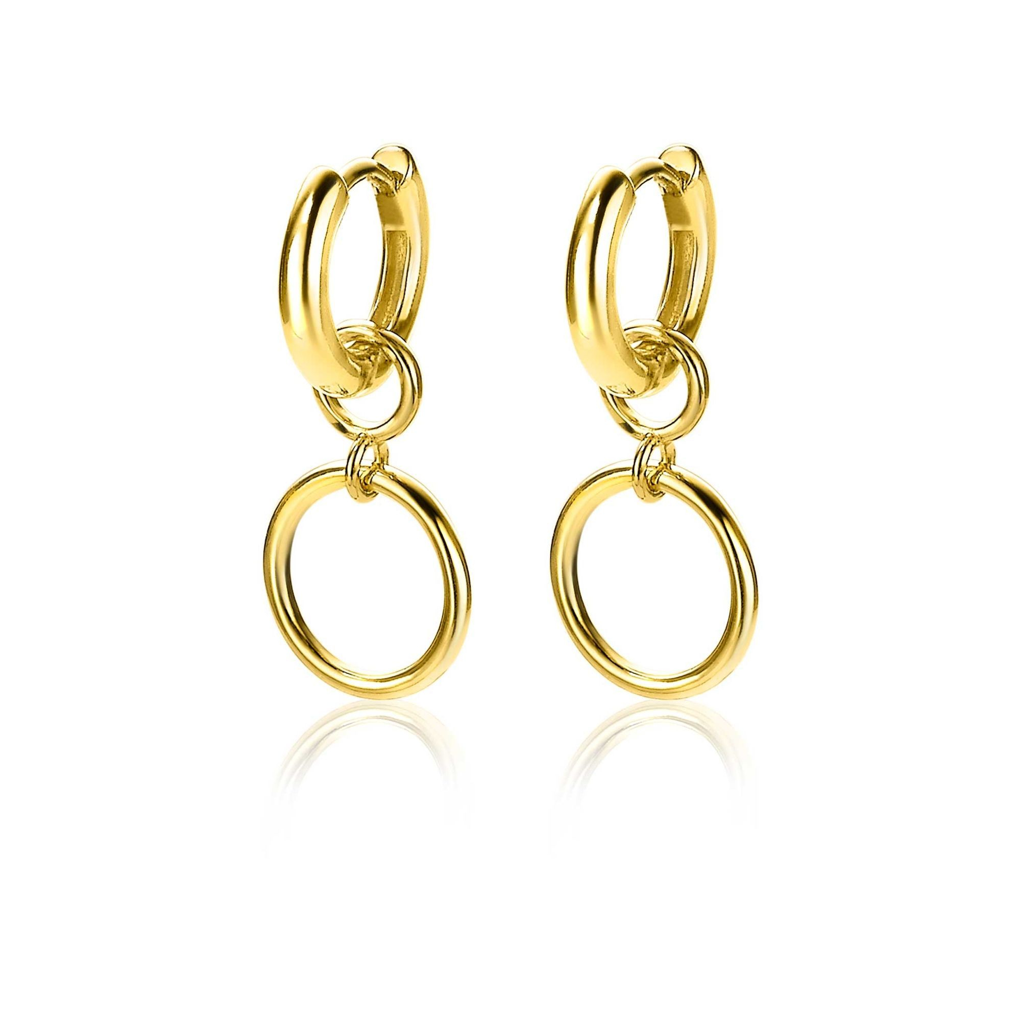 ZINZI Gold Plated Sterling Silver Earrings Pendants Open Circle 11mm ZICH1748G (excl. hoop earrings)