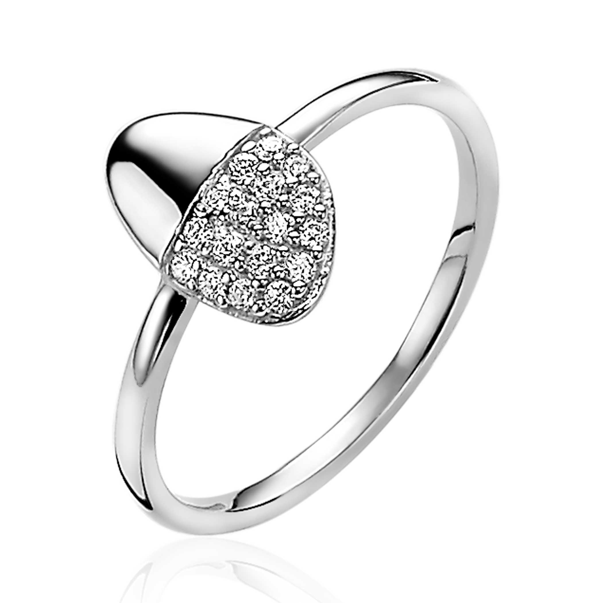 ZINZI Sterling Silver Fantasy Ring with Oval White Zirconia ZIRBF20