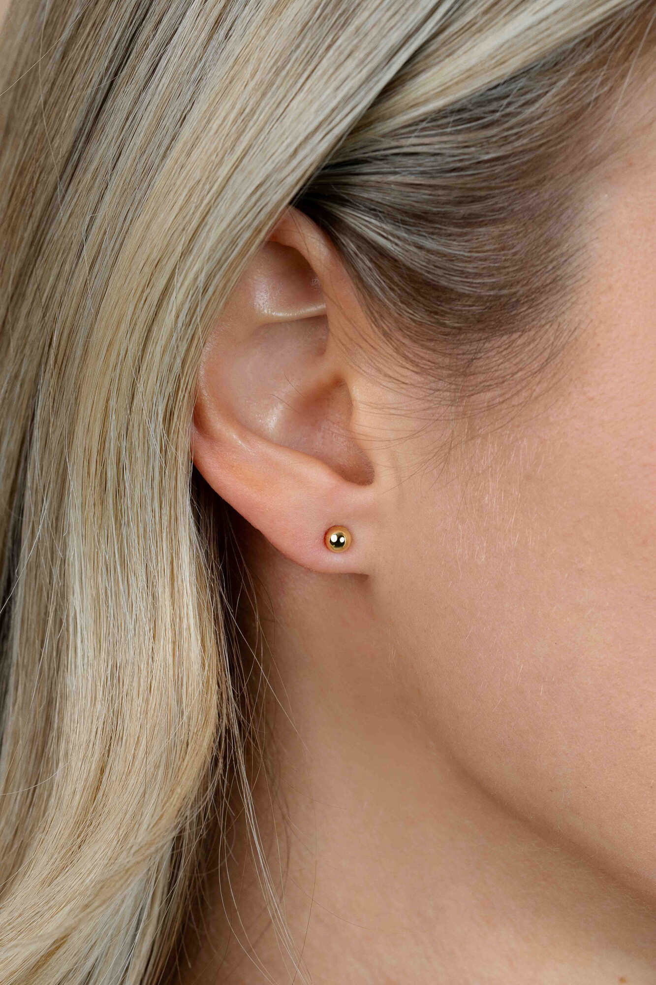 6mm ZINZI Gold Plated Sterling Silver Stud Earrings Bead ZIO808G