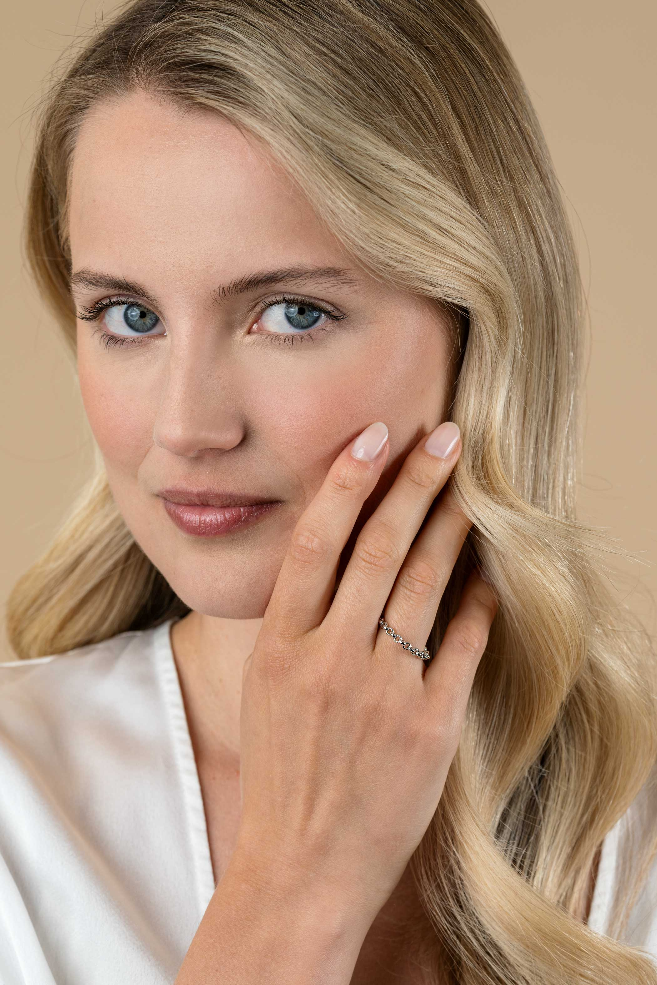 ZINZI silver link ring with trendy rolo chain links 3mm wide ZIR2622