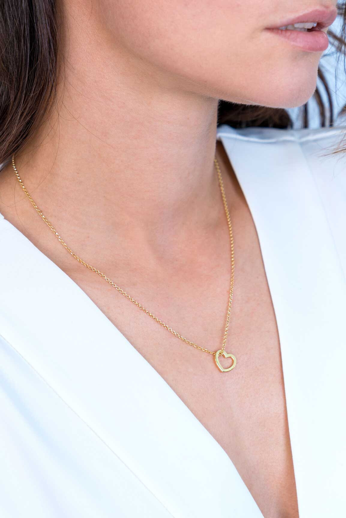 12mm ZINZI Gold Plated Sterling Silver Pendant Open Heart ZIH2197G (excl. necklace)