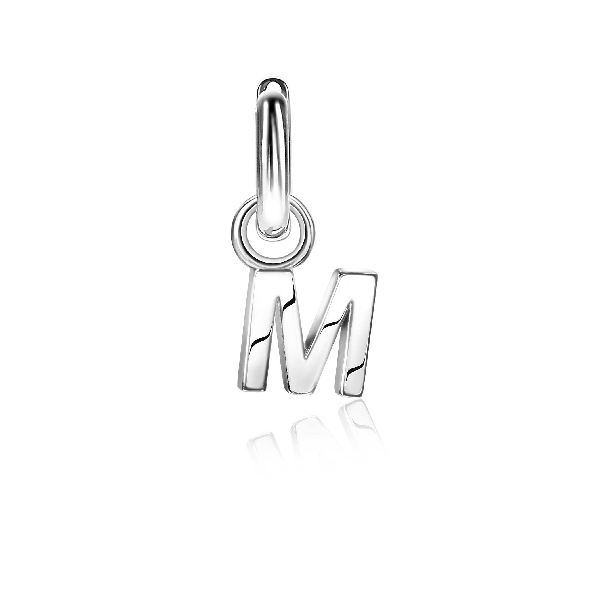 ZINZI Sterling Silver Letter Earrings Pendant M price per piece ZICH2144M (excl. hoop earrings)