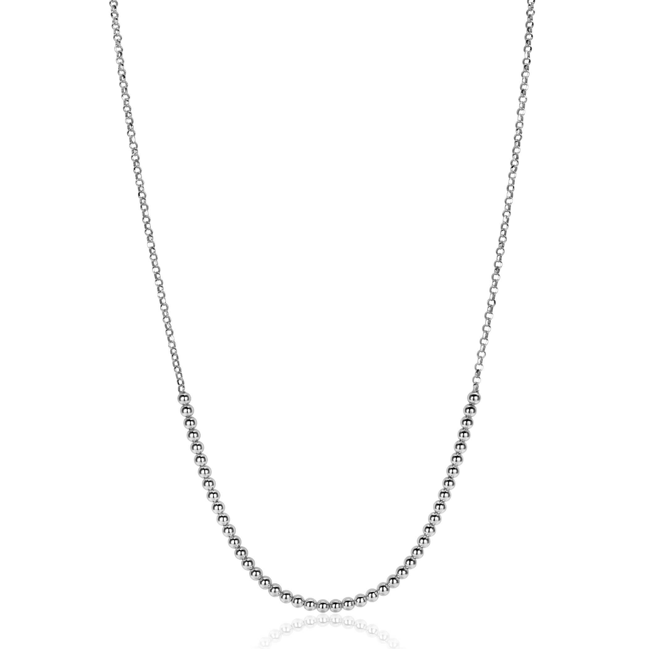 ZINZI silver jasseron necklace with bead links (2.5mm wide) in the middle 40-45cm ZIC2640