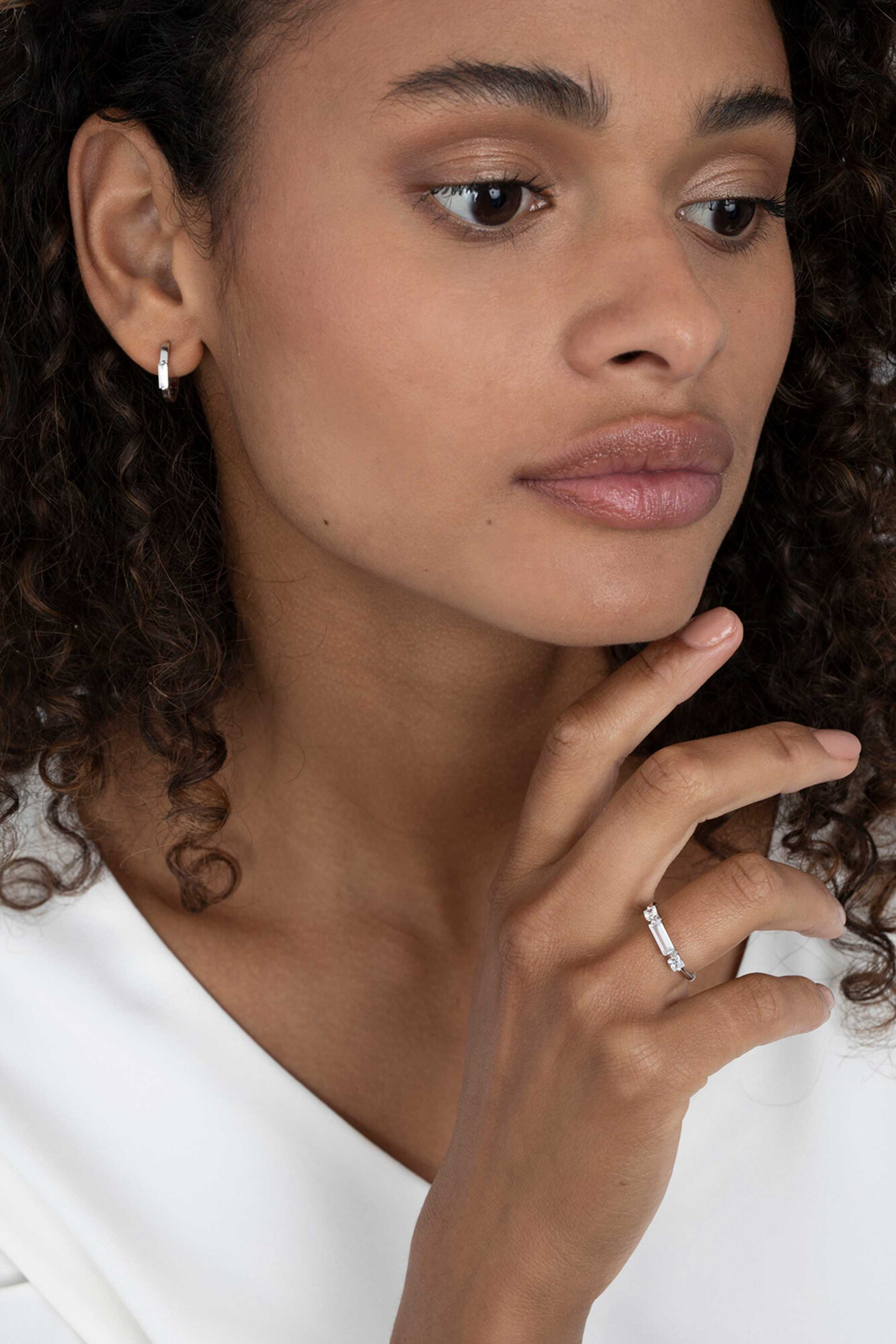 ZINZI Sterling Silver Ring Baguette Rectangle Square White ZIR2056