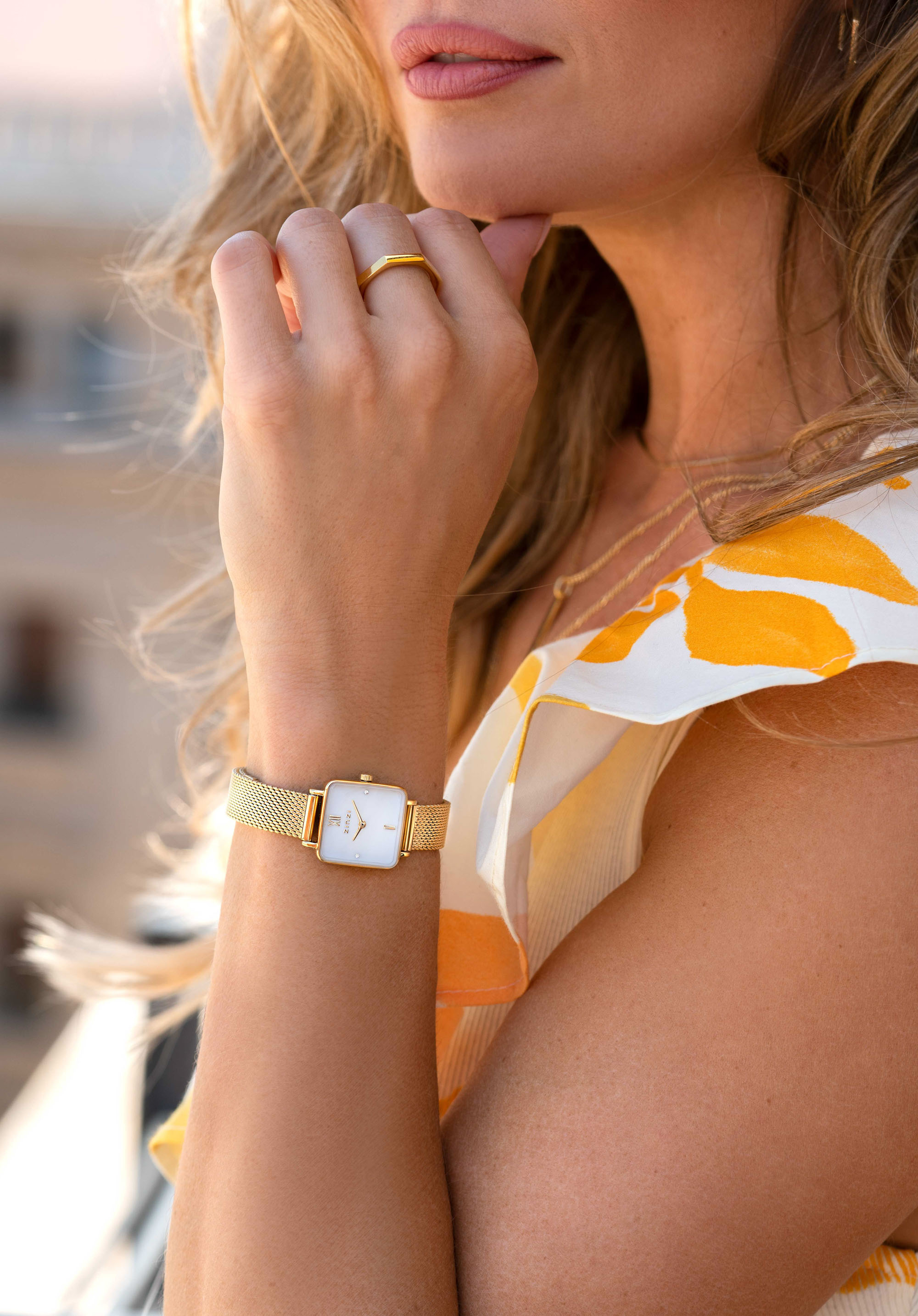 ZINZI Gold Plated Sterling Silver Stackable Ring Hexagon Smooth Tube 3mm ZIR2323G