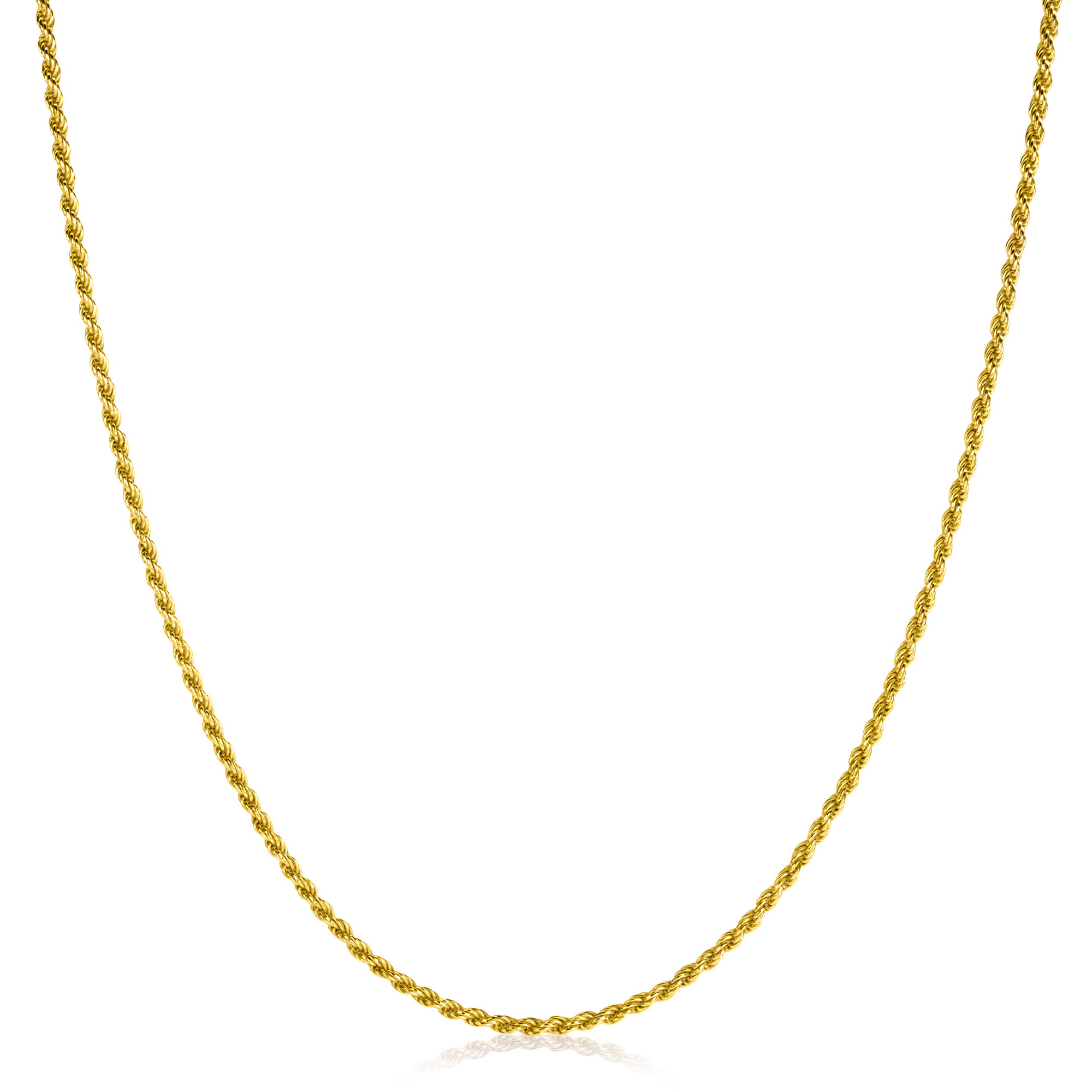 70cm ZINZI Gold Plated Sterling Silver Rope Necklace ZILC-K70G