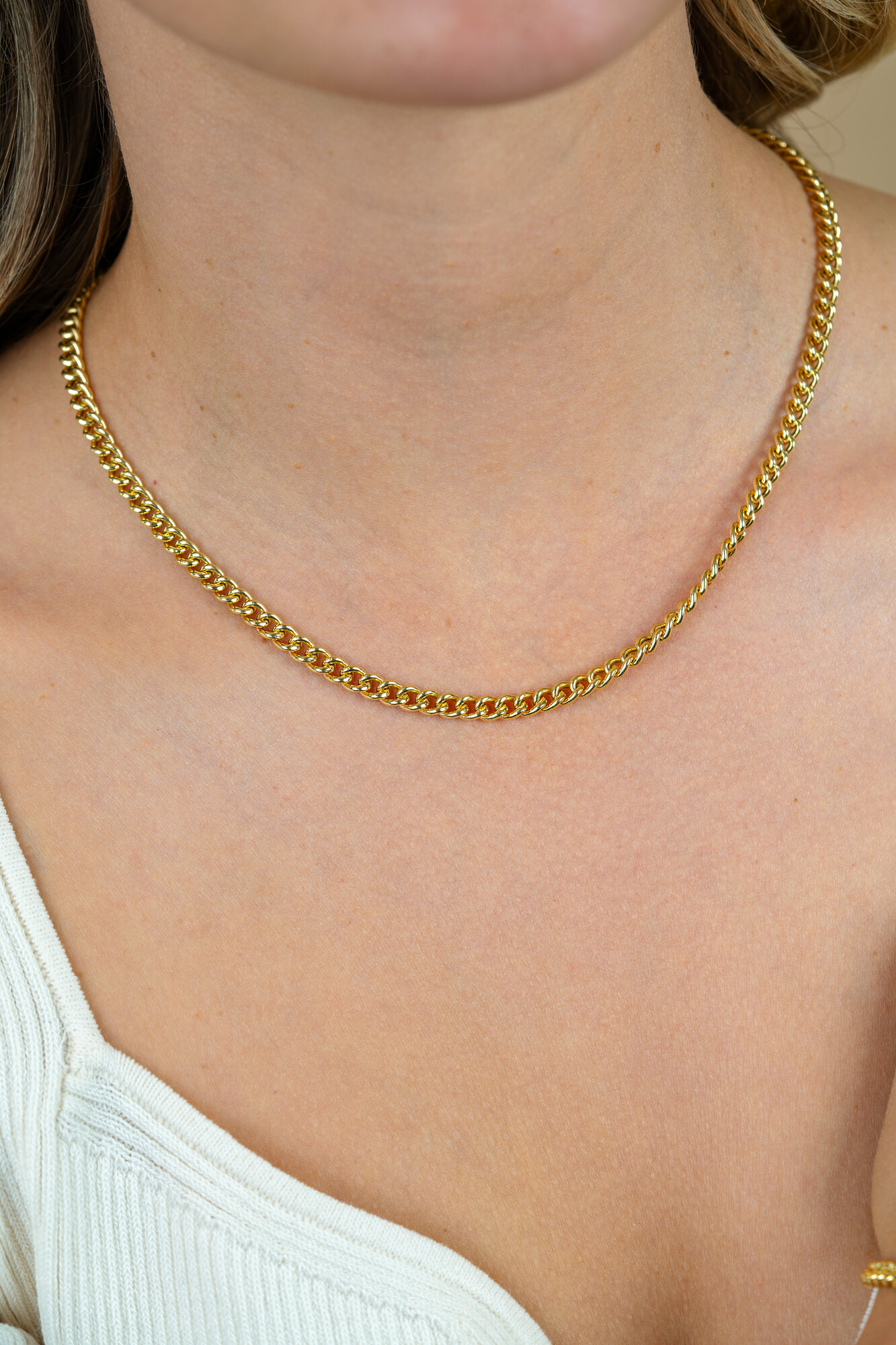 ZINZI Gold Plated Sterling Silver Curb Chain Necklace width 4,5mm 45cm ZIC1414G