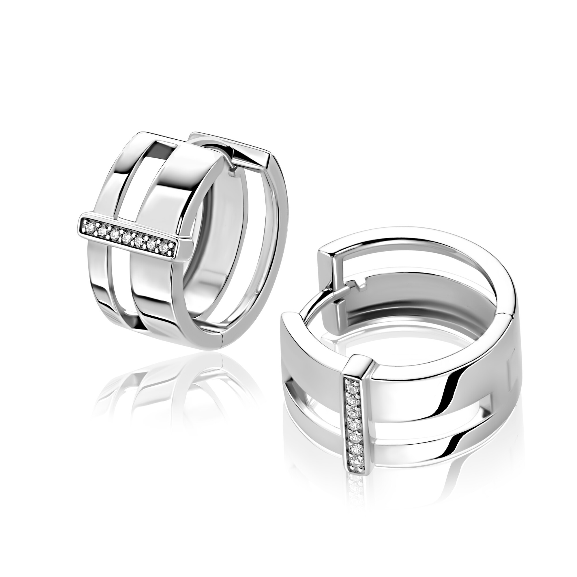 ZINZI zlv. klapcreolen 2 banen verbonden staafje zirc