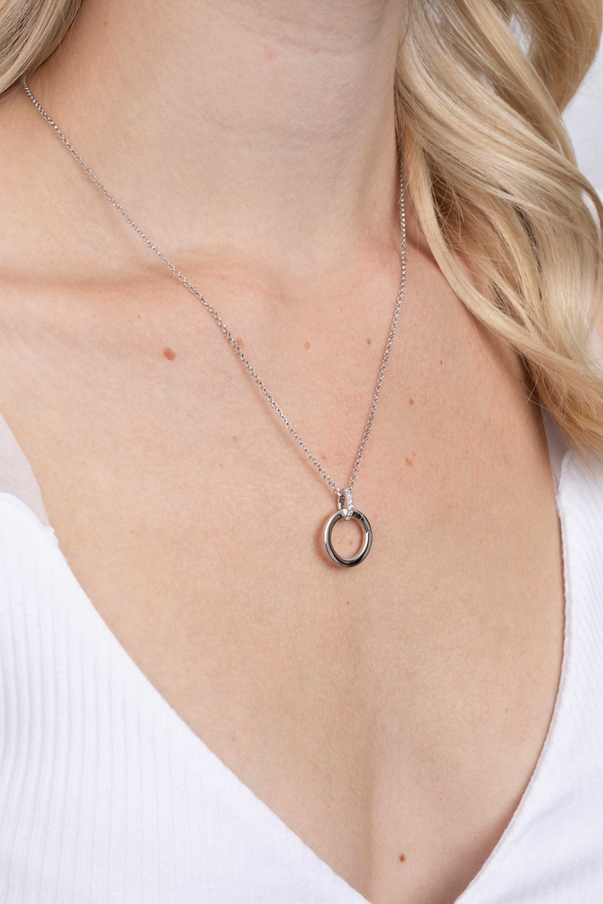 17mm ZINZI Sterling Silver Round Pendant White ZIH2060