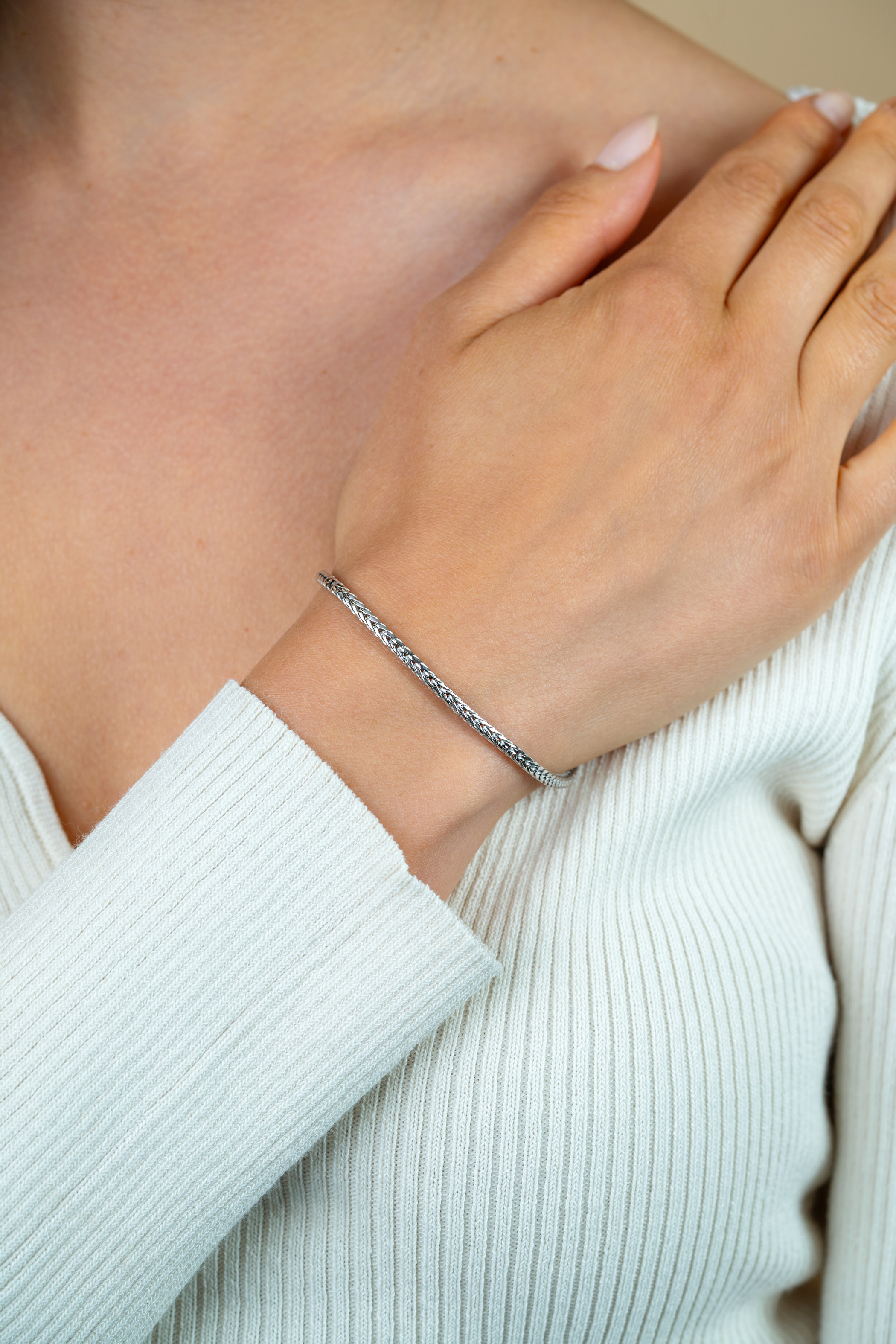 ZINZI Sterling Silver Chain Bracelet Foxtail width 3mm 19cm ZIA1287