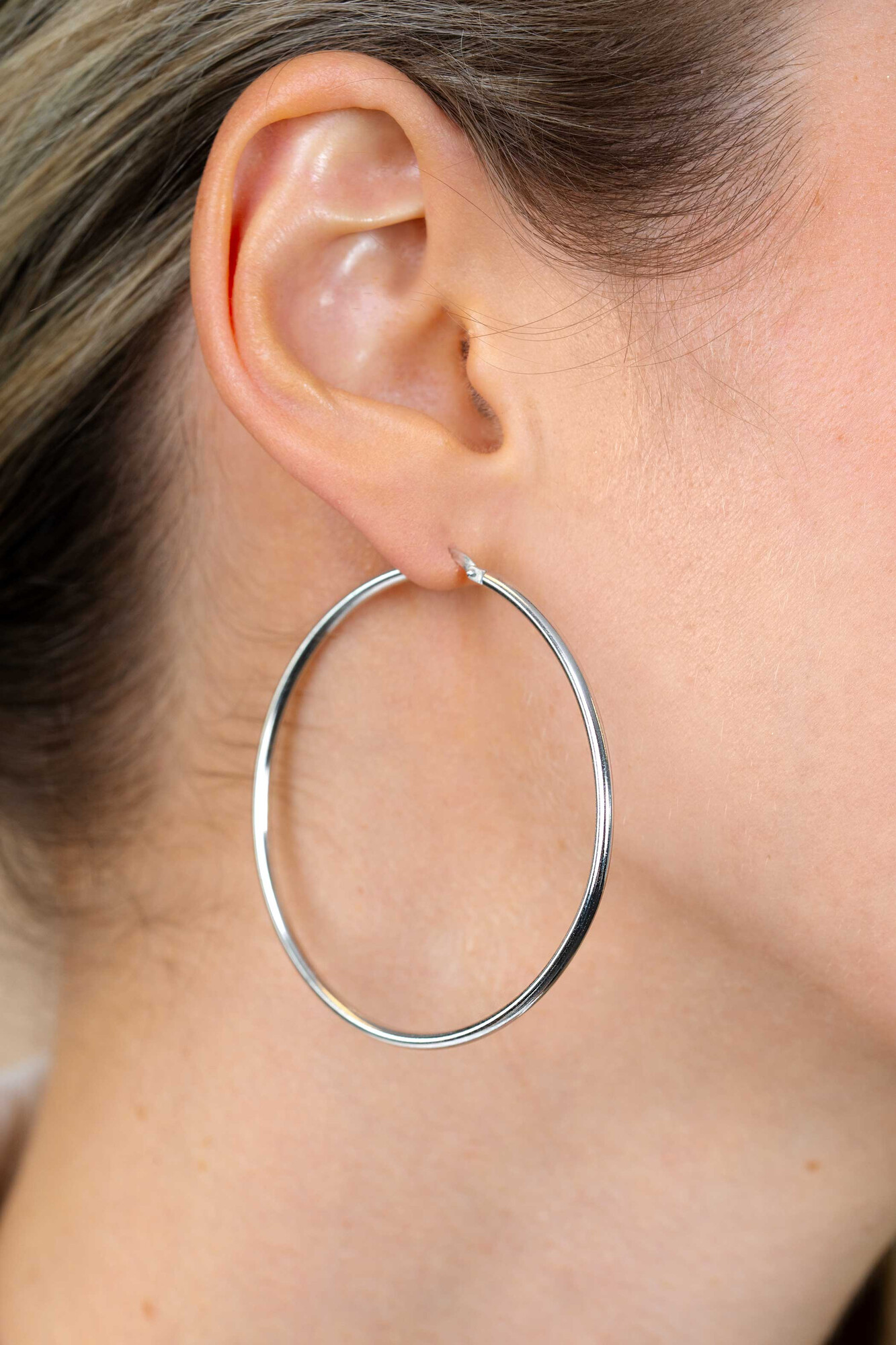 55mm ZINZI Sterling Silver Hoop Earrings 55x2mm ZIO437