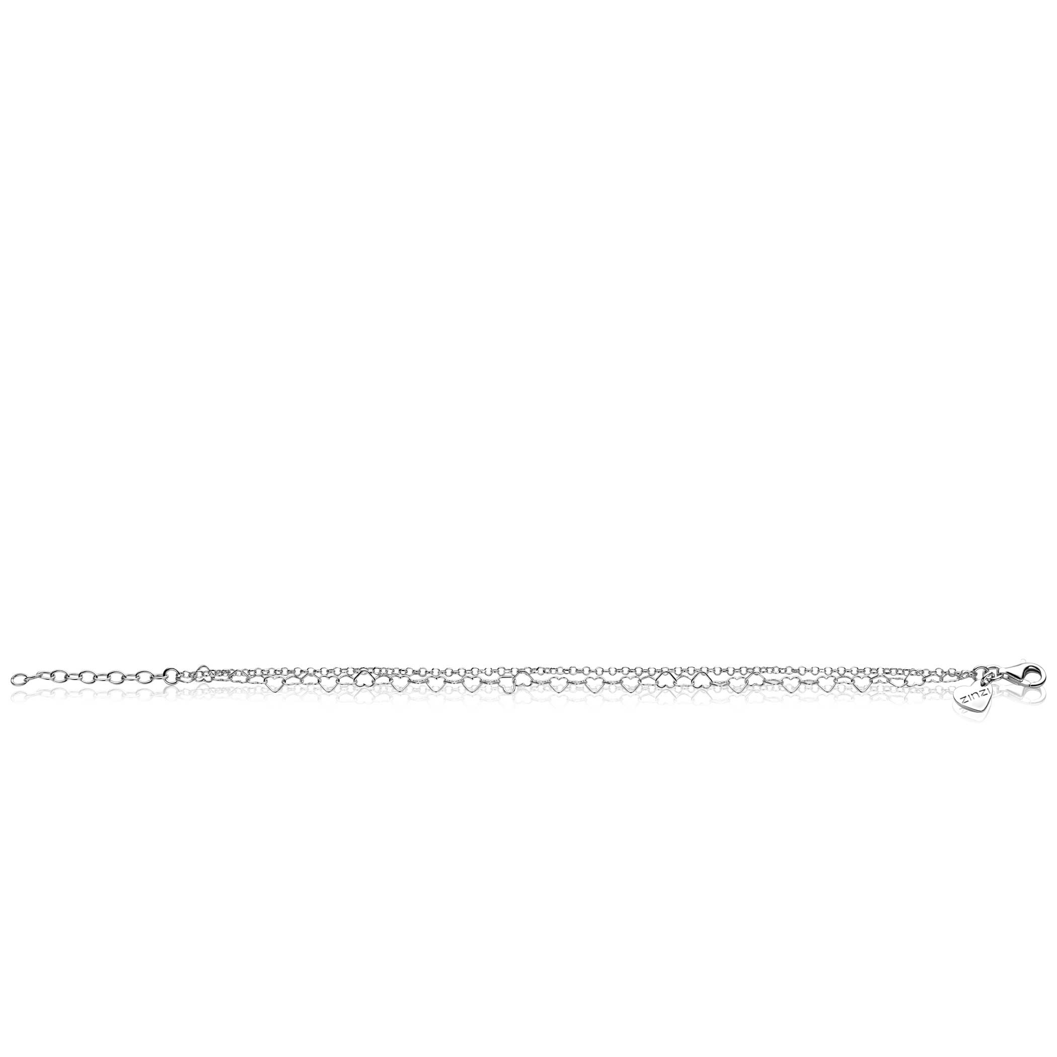 ZINZI zlv. multi-look armband 2 rijen hartjes en jass.