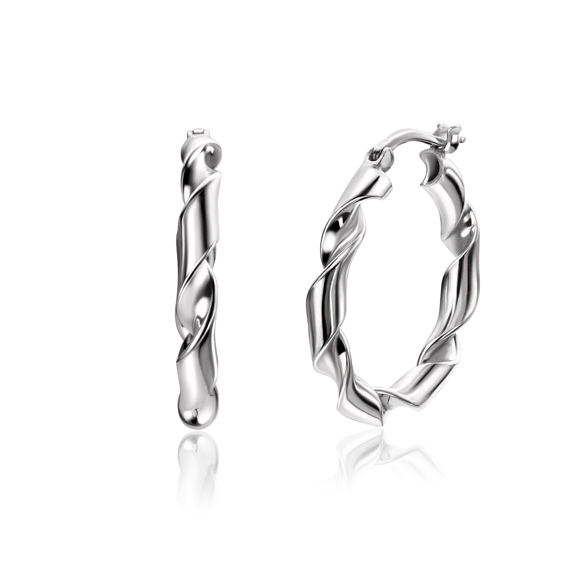 28mm ZINZI Sterling Silver Hoop Earrings with Trendy Twisted Tube 28x3mm ZIO2406