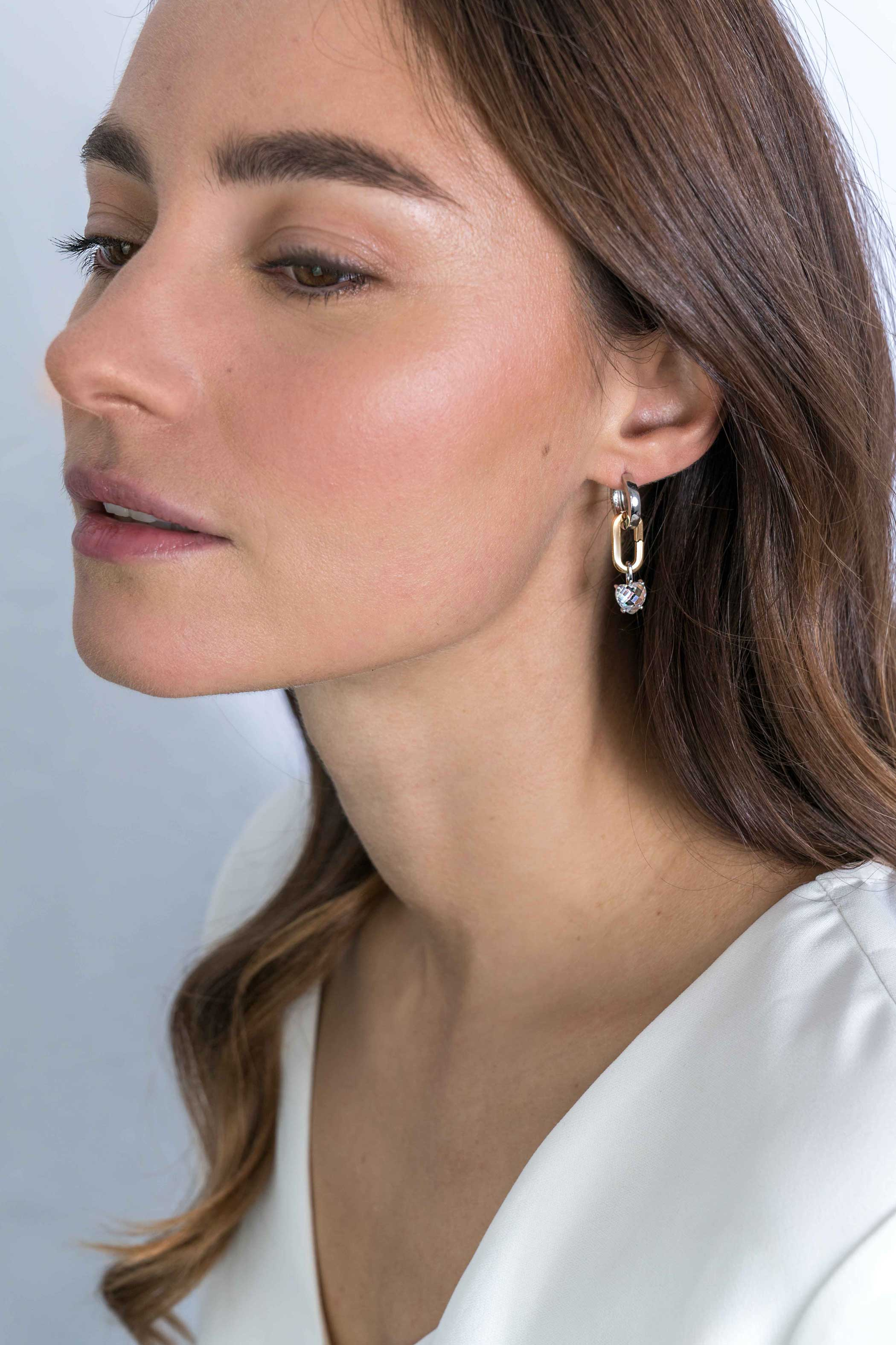 16mm ZINZI Gold Plated Sterling Silver Earrings Pendants Oval Clasp for Charms ZICH2060G (excl. hoop earrings)