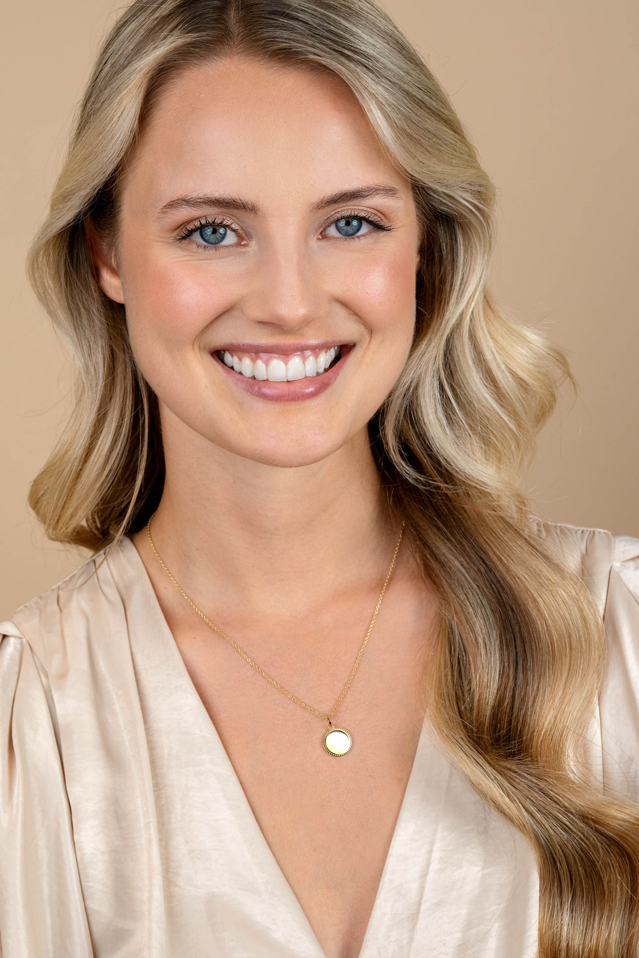 19mm ZINZI gold plated silver coin pendant with pearl rim for engraving ZIH2651G (without chain)