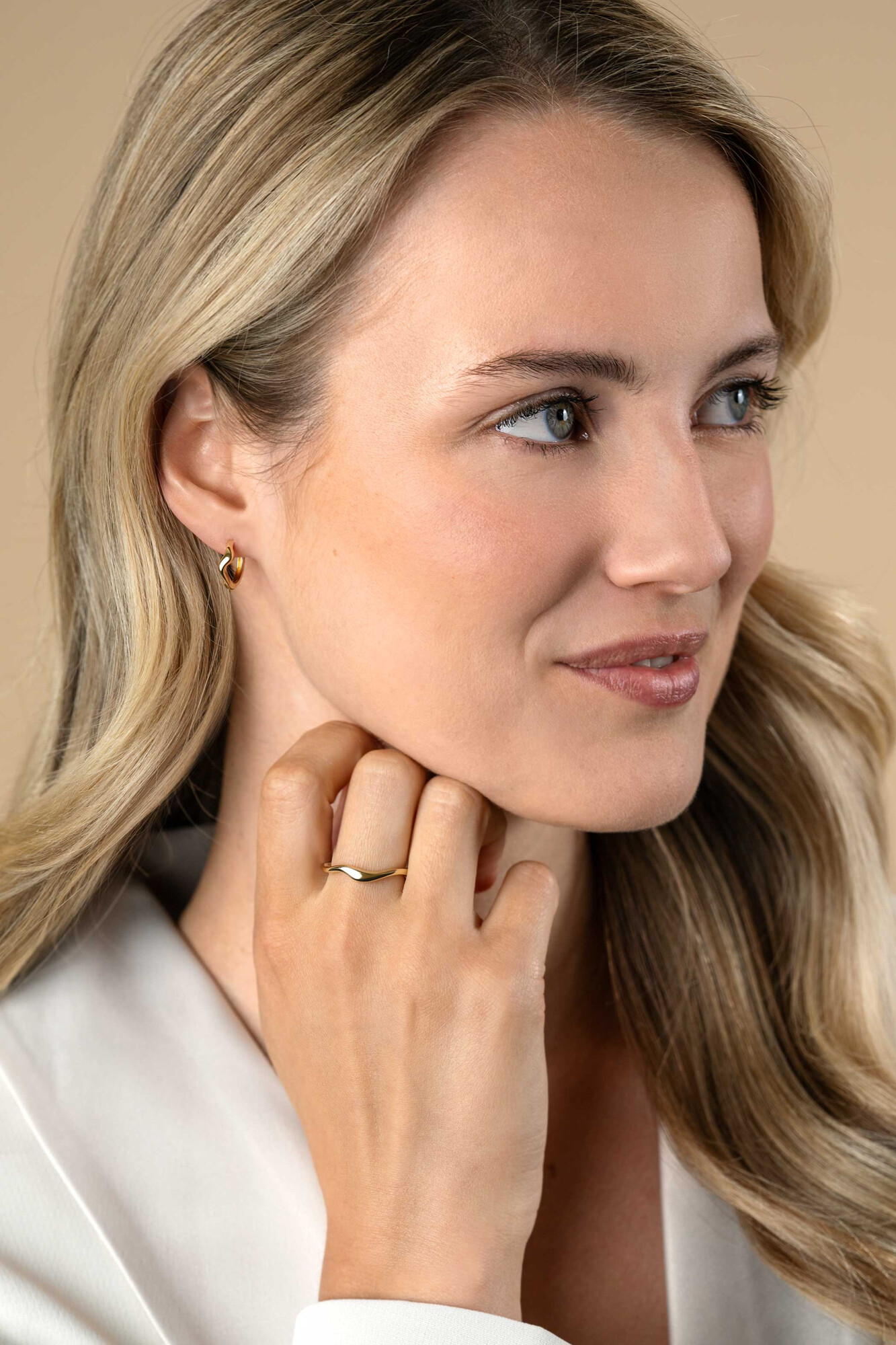 ZINZI gold plated silver ring organically shaped 3.5mm wide ZIR2627G