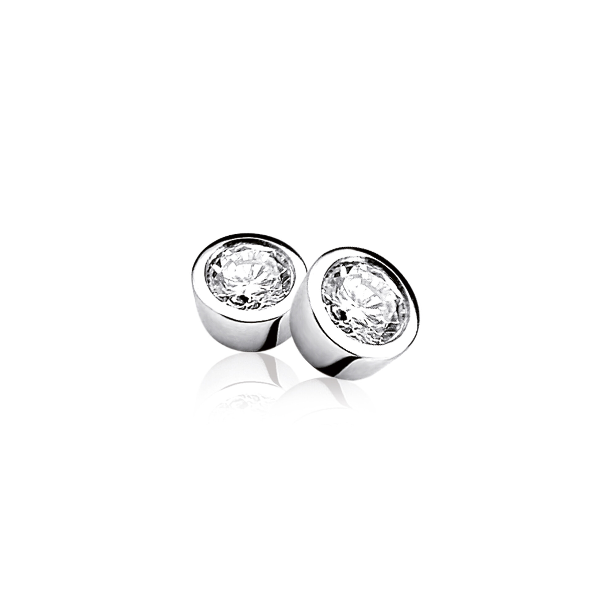 ZINZI Sterling Silver Stud Earrings Round White ZIO322
