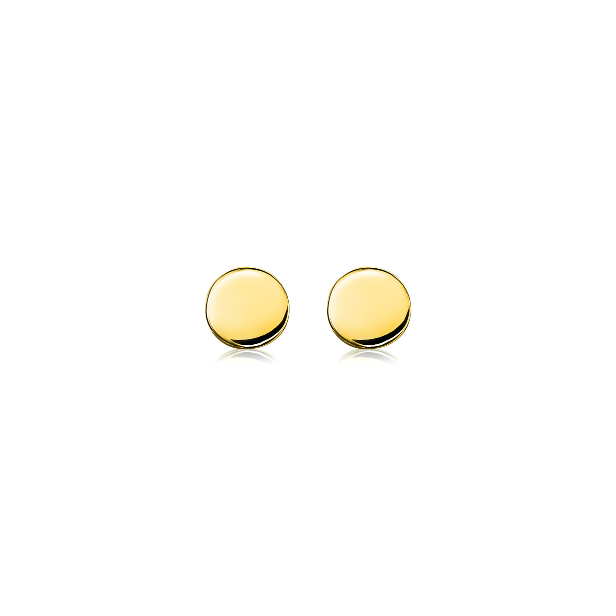 6mm ZINZI Gold Plated Sterling Silver Stud Earrings Shiny Round ZIO1376G