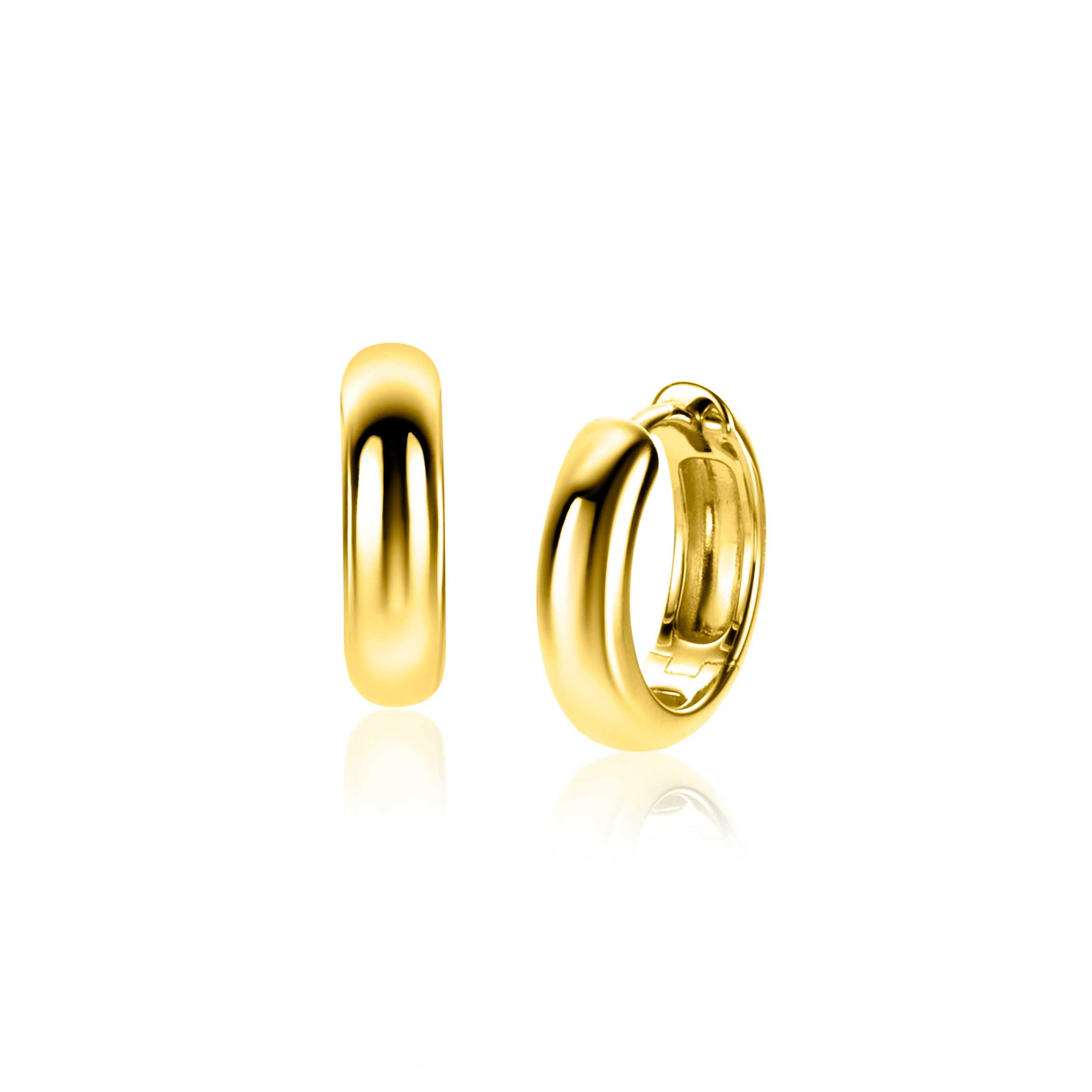 15mm ZINZI Gold Plated Sterling Silver Hoop Earrings tube width 4mm ZIO2565G