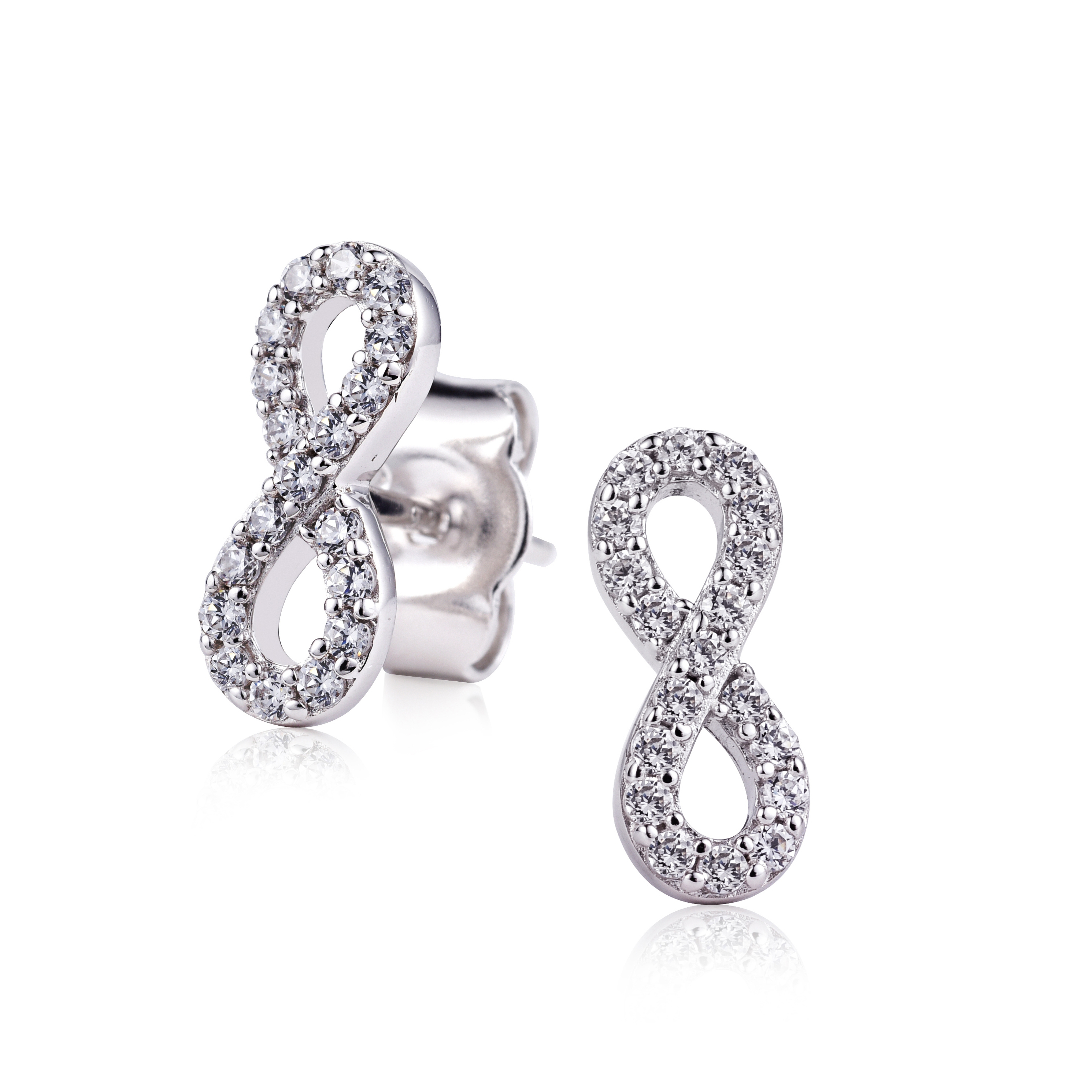 ZINZI Sterling Silver Stud Earrings Infinity White ZIO1065Z