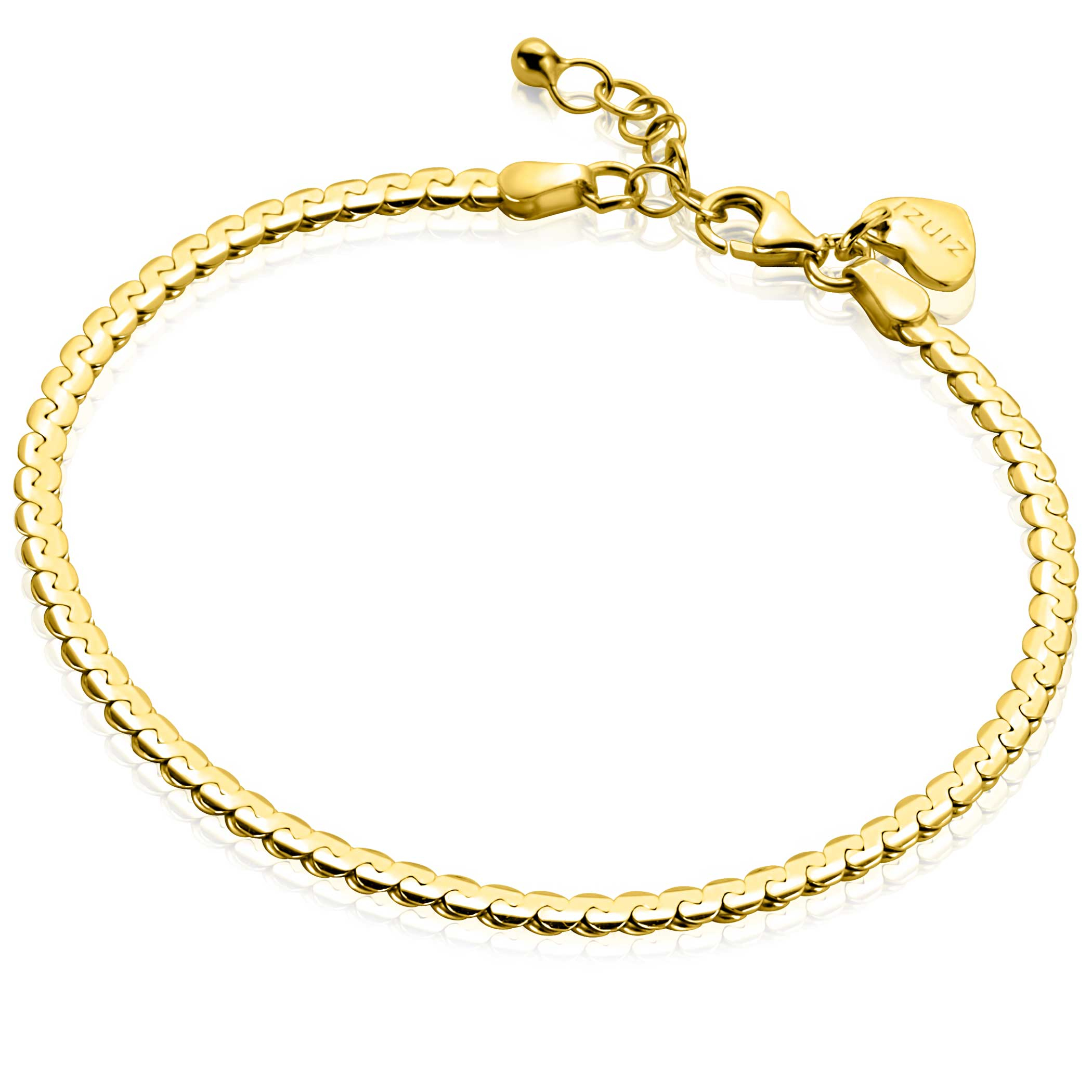 ZINZI gold plated silver link bracelet 3mm wide 18-21cm ZIA2647G