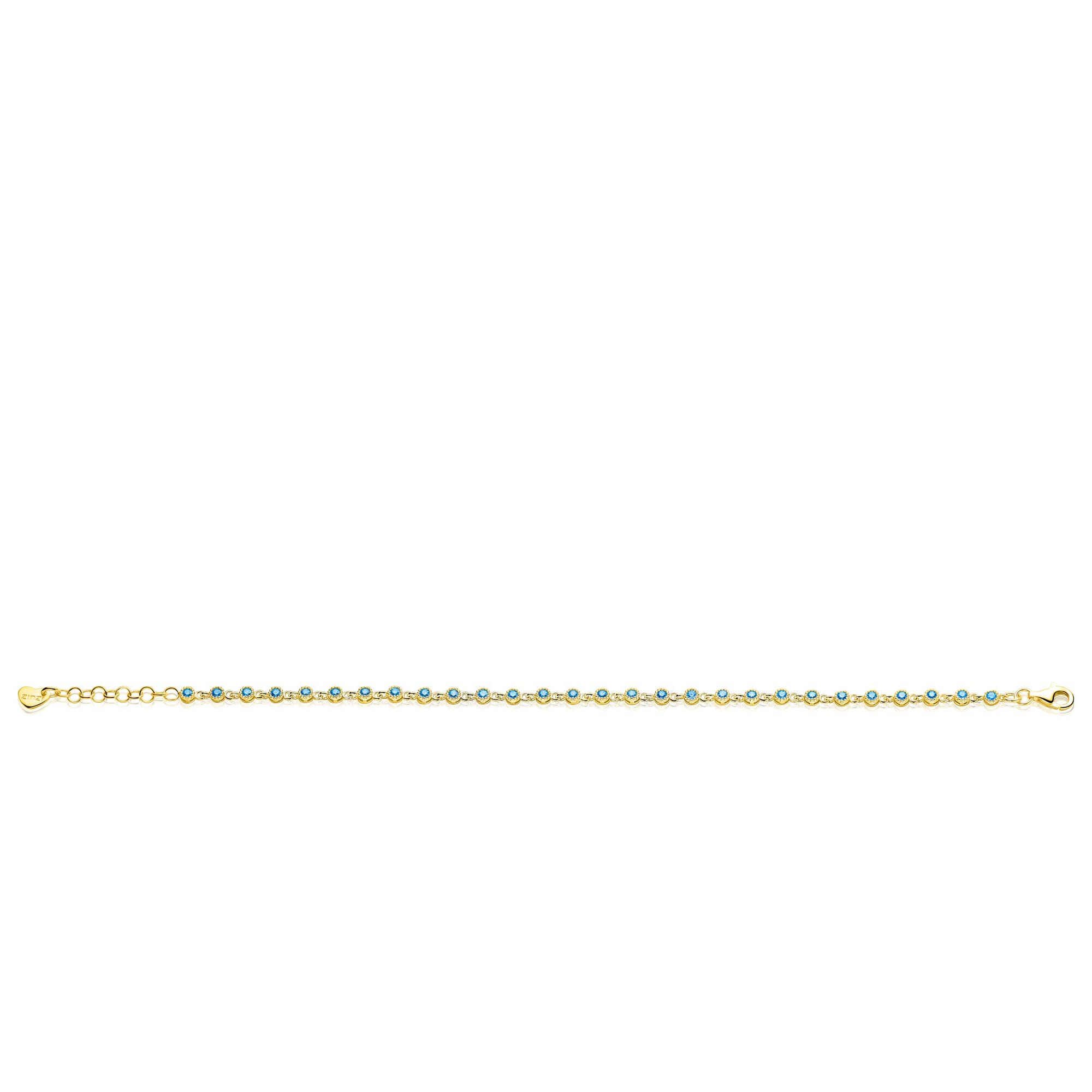 ZINZI zlv. armband gg.verg. fantasie blauwe zirc.