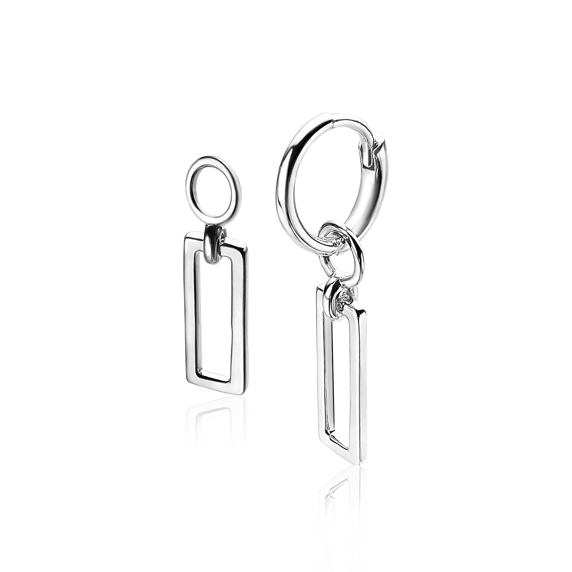 ZINZI Sterling Silver Earrings Pendants Open Rectangle ZICH1692 (excl. hoop earrings)