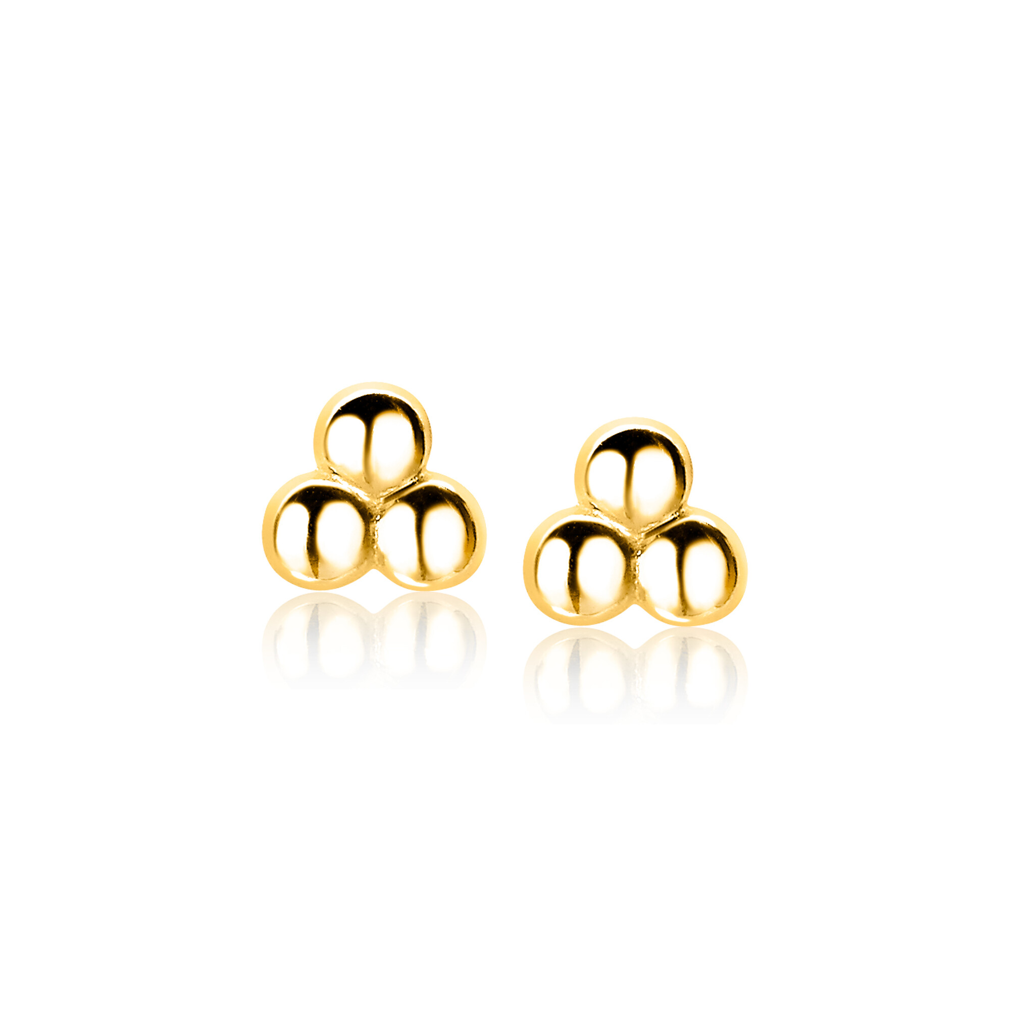 5,5mm ZINZI Gold Plated Sterling Silver Stud Earrings 3x Beads ZIO1588G
