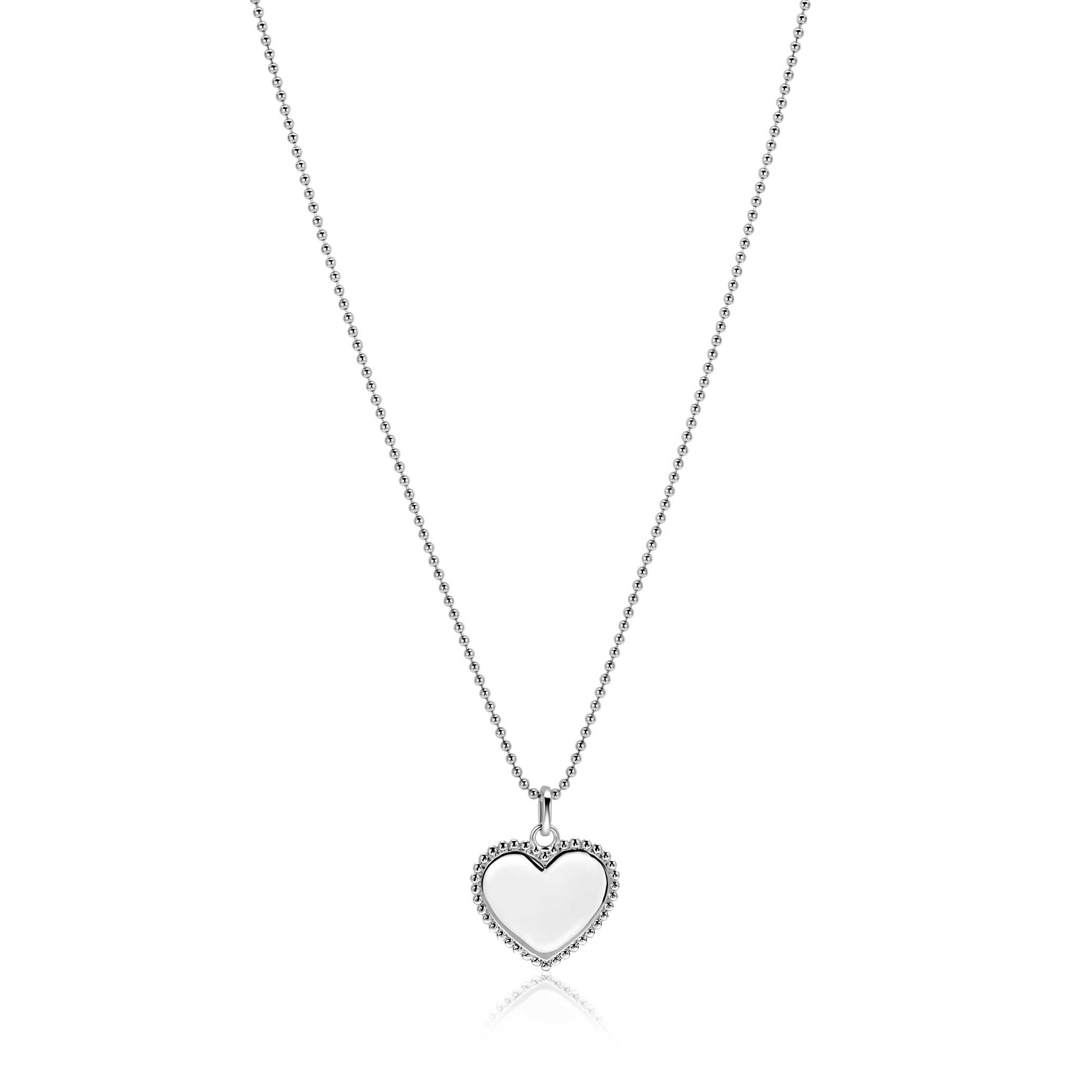 21mm ZINZI silver heart pendant with pearl rim for engraving ZIH2653 (without chain)
