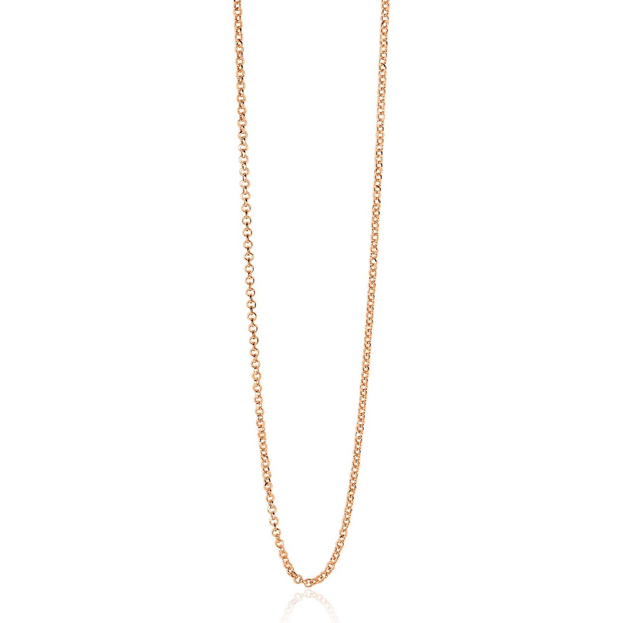 45cm ZINZI Rose Gold Plated Sterling Silver Rolo Chain Necklace ZILC-J45R