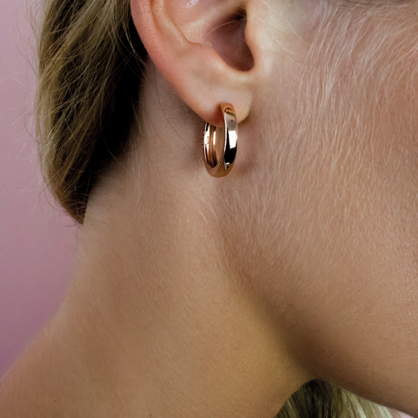 17mm ZINZI Rose Gold Plated Sterling Silver Hoop Earrings 17x3mm ZIO186R