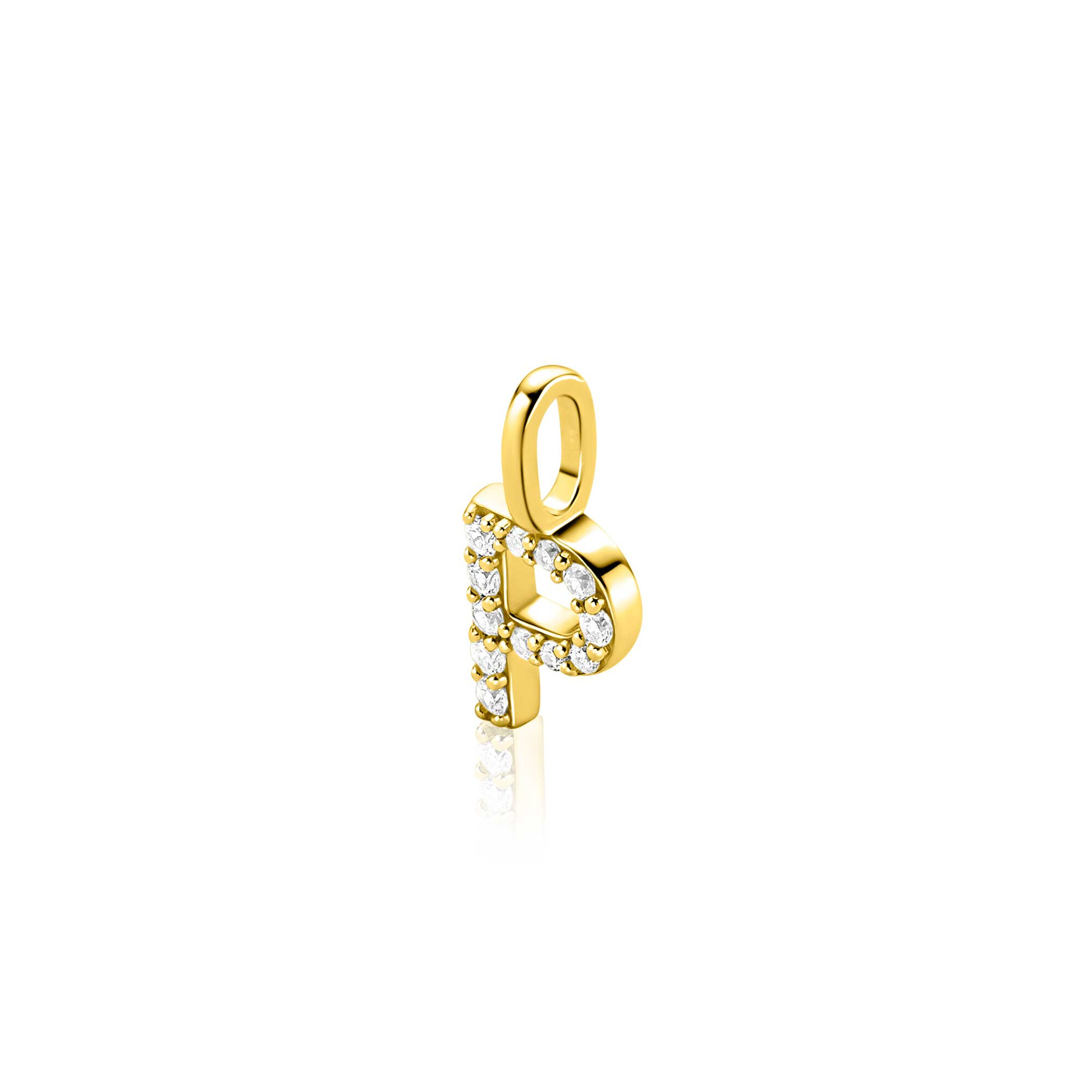 ZINZI zlv. hanger gg.verg.letter P bezet met zirconia's