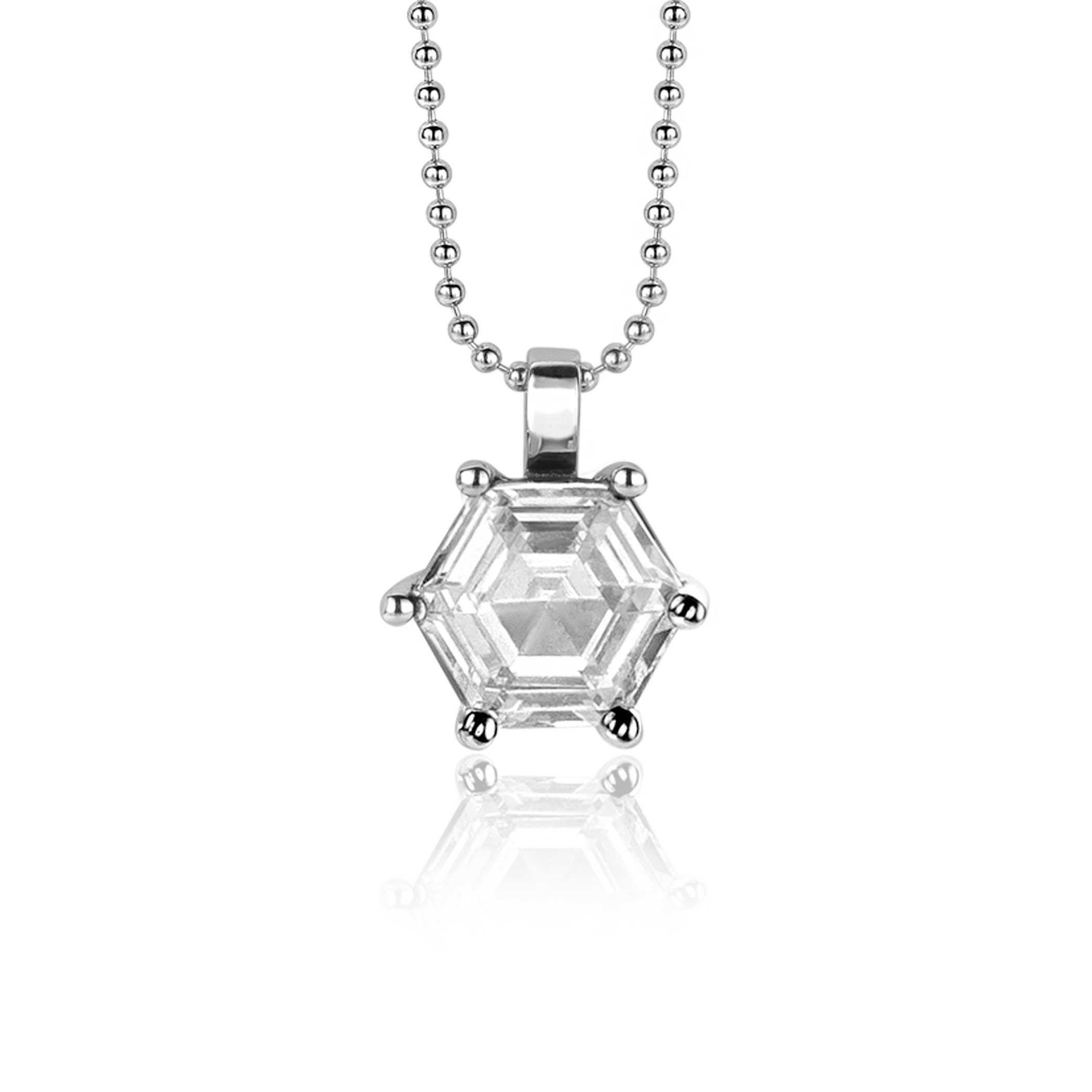 15mm ZINZI Sterling Silver Pendant Hexagon White Zirconia ZIH2259 (excl. necklace)