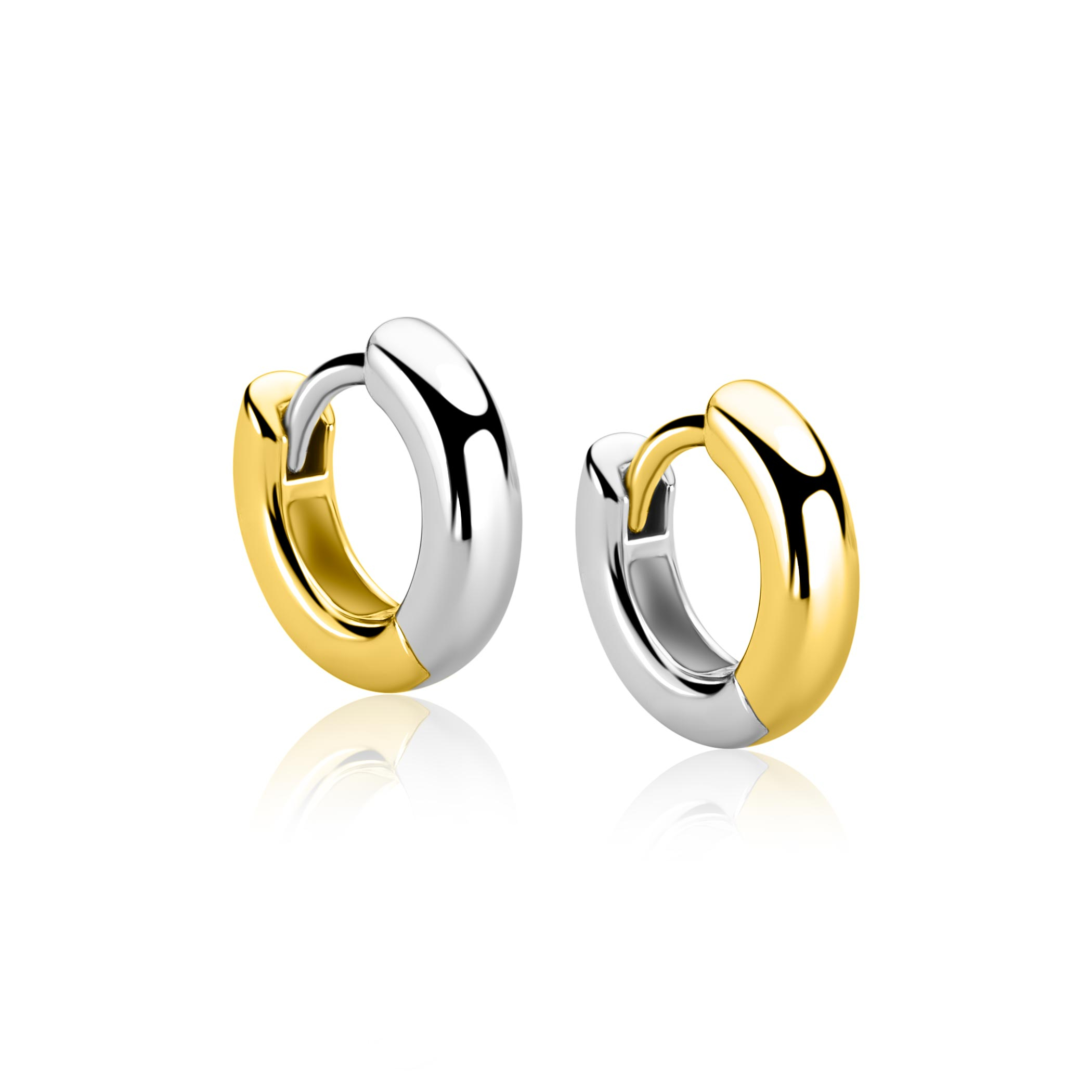 ZINZI zlv. klapcreolen 1 kant zlv 1 kant geel 12x3mm